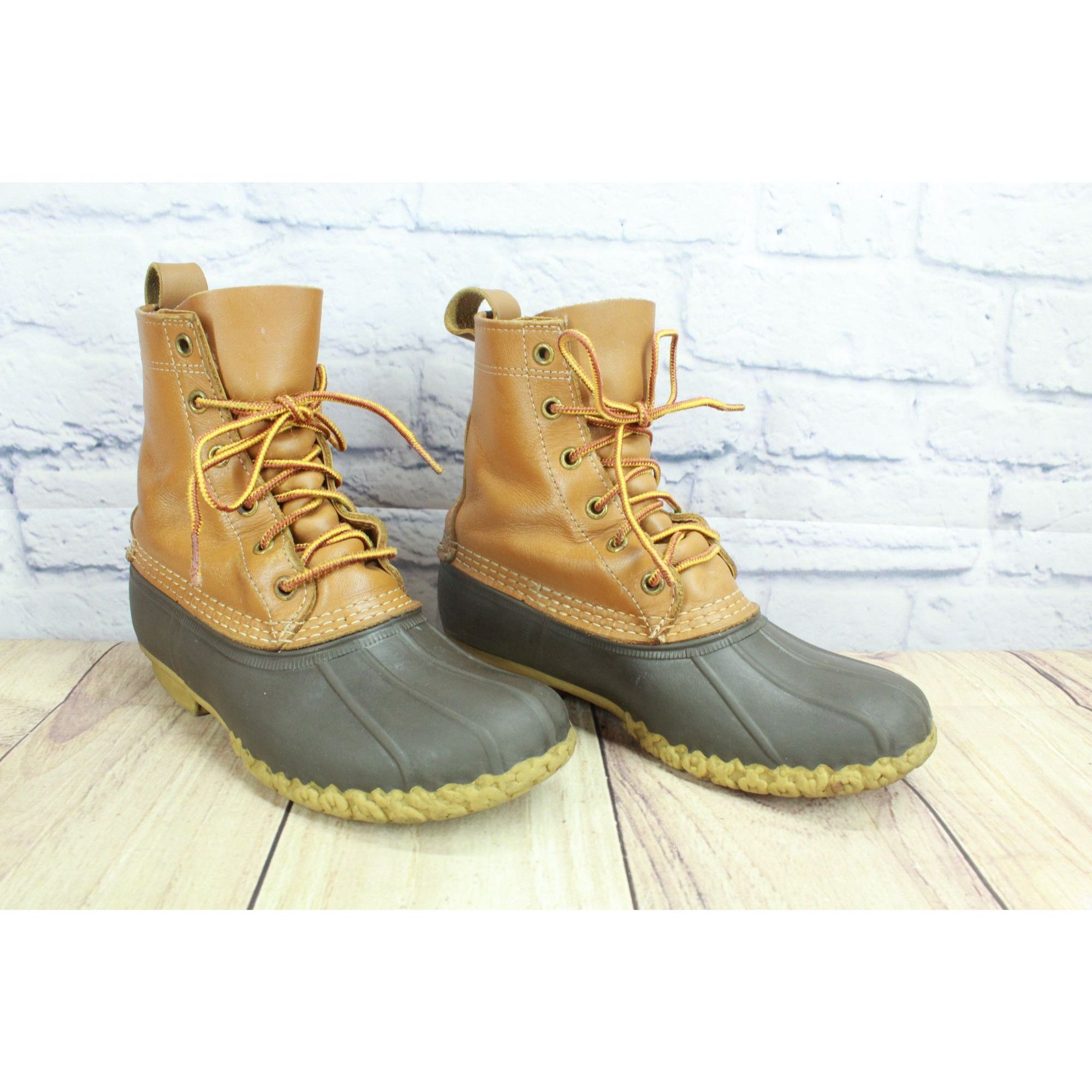 L.L. Bean LL Bean Women's Lace Up Unlined Ankle Duck Boots Brown Leath Size US 7 / IT 37 - 2 Thumbnail