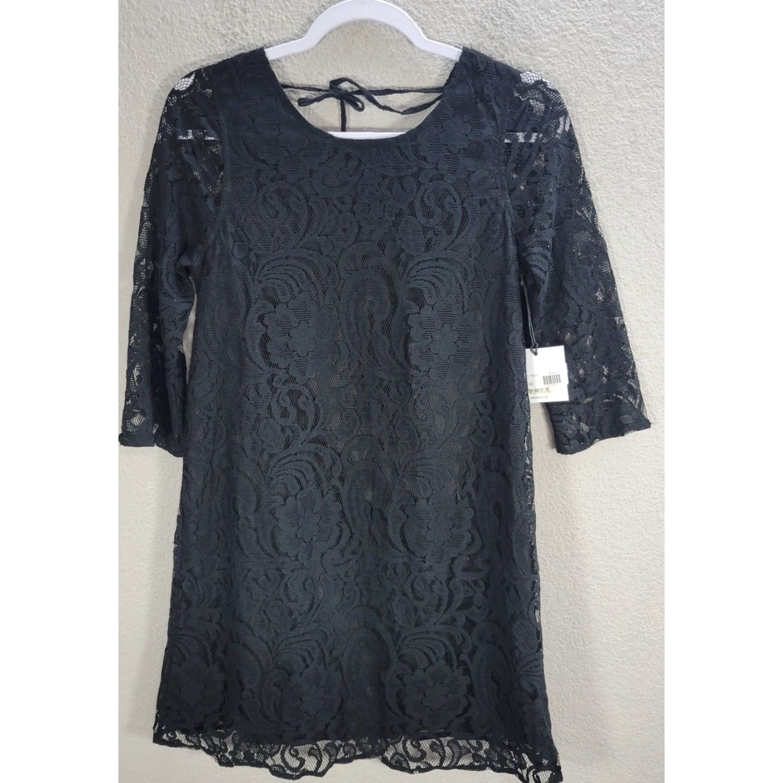 BB Dakota BB Dakota Jack Black Lace Shift Dress Mini Open Back Sheer Cocktail Evening Sz S Women Dresses Size S / US 4 / IT 40 - 6 Thumbnail