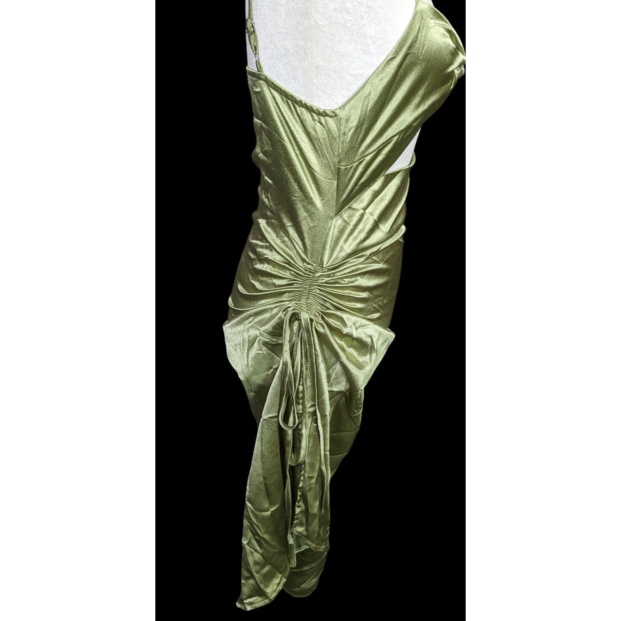 Other Elegant Open Midriff Green Satin Formal Dress Size S / US 4 / IT 40 - 6 Thumbnail