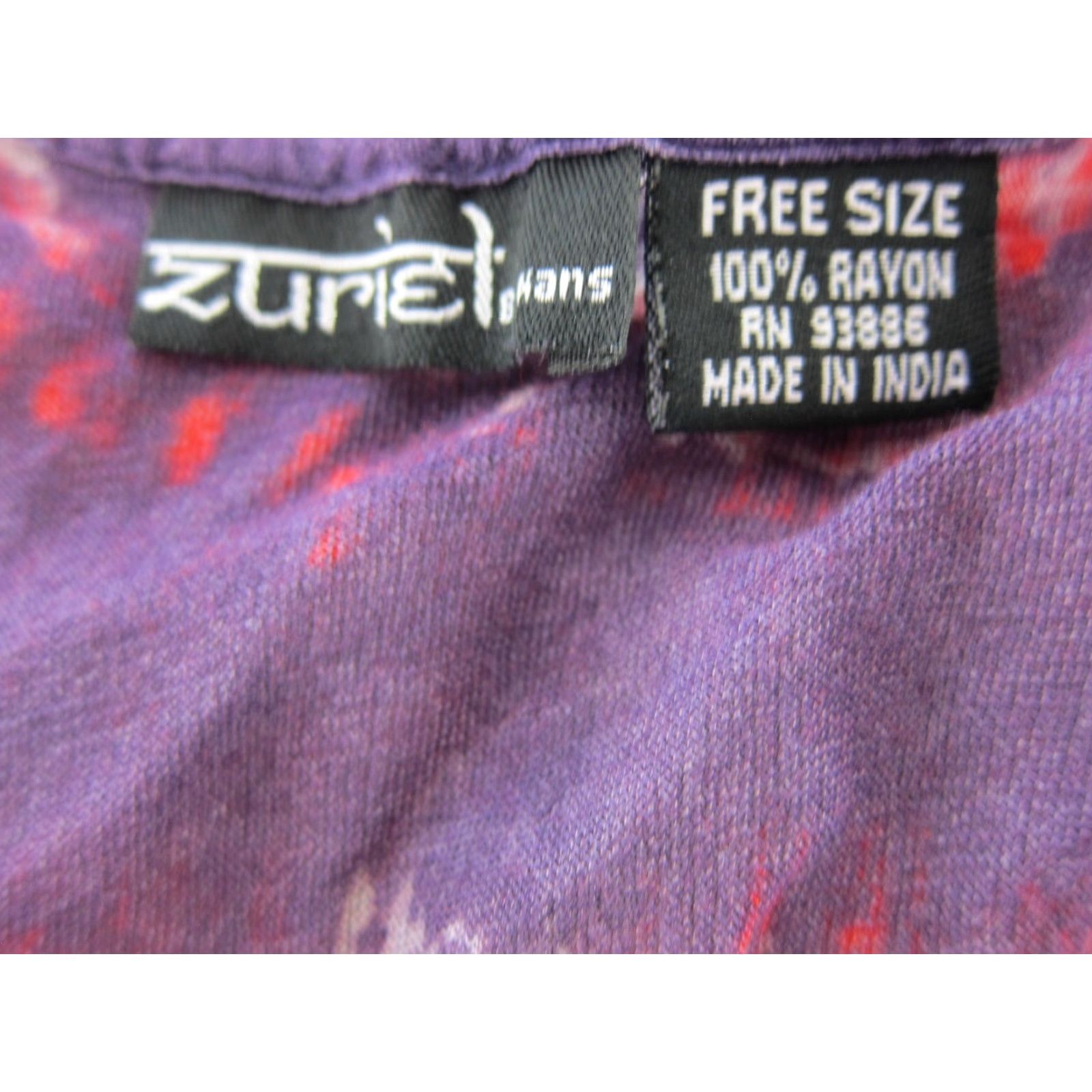 Vintage VINTAGE Zuriet By Hans Rayon Purple Red White Abstract Short Sleeve Midi Tunic Dress L Size 36" / US 14 / IT 50 - 3 Thumbnail