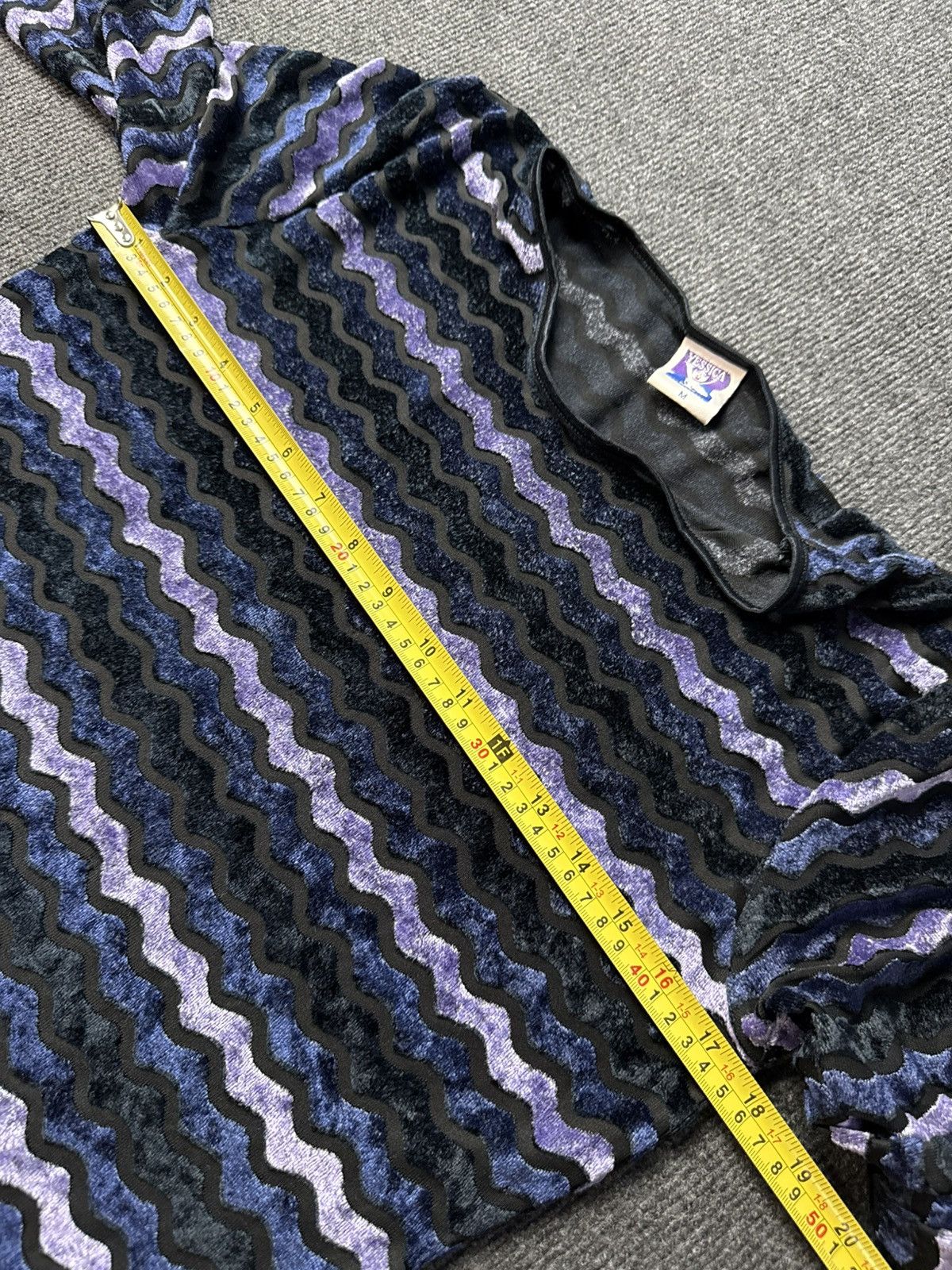 Japanese Brand Avant Garde 90s Y2K Mesh Wave Longsleeve Purple Grunge Top Size M / US 6-8 / IT 42-44 - 14 Thumbnail