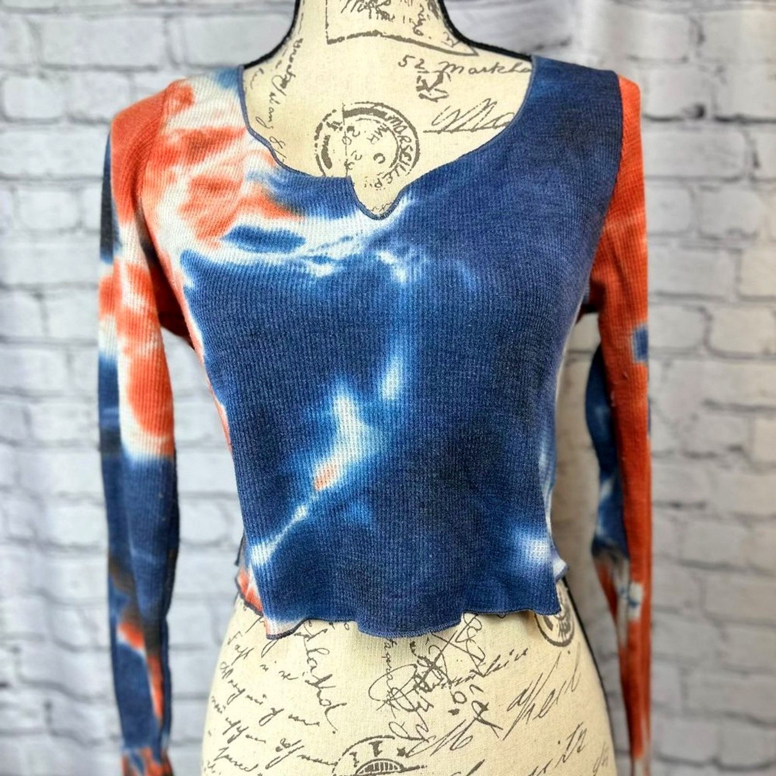 Other All in Favor Tie Dye Waffle Knit Crop Top Multi Color XL Size XL / US 12-14 / IT 48-50 - 6 Thumbnail