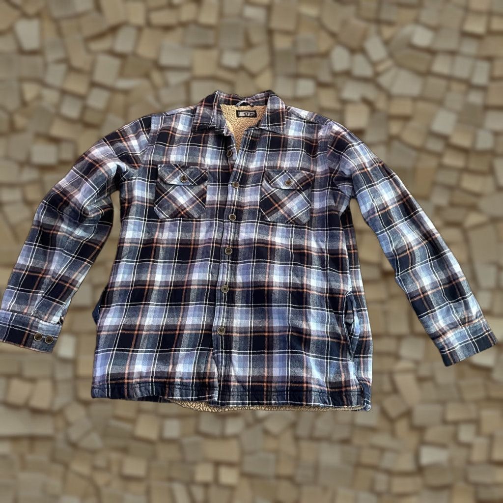 Vintage 1775 Jacket Men's Medium Blue Orange White Plaid Fleece Bomber Jacket Button Up Casual Size US M / EU 48-50 / 2 - 1 Thumbnail
