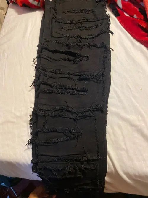 VIBE Black Color Hip Hop Loose Denim Trousers Vibe Style Size US 34 / EU 50 - 4 Thumbnail