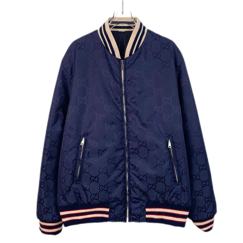 Gucci Gucci Dark blue dark pattern logo full print zipper basebal Size US L / EU 52-54 / 3 - 1 Thumbnail