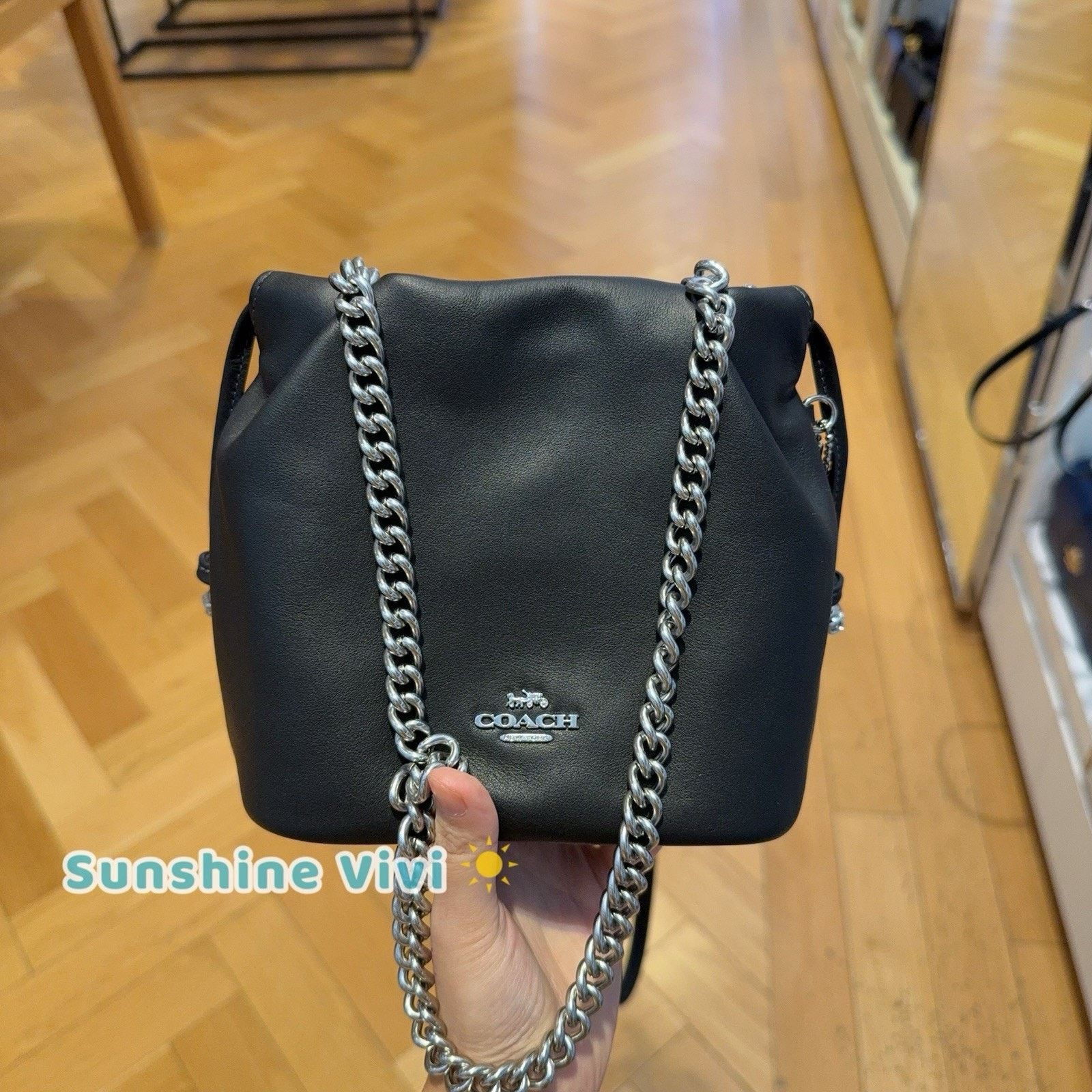 NWT Coach Faye Mini Drawstring Bag Ruching CDB67 Black
