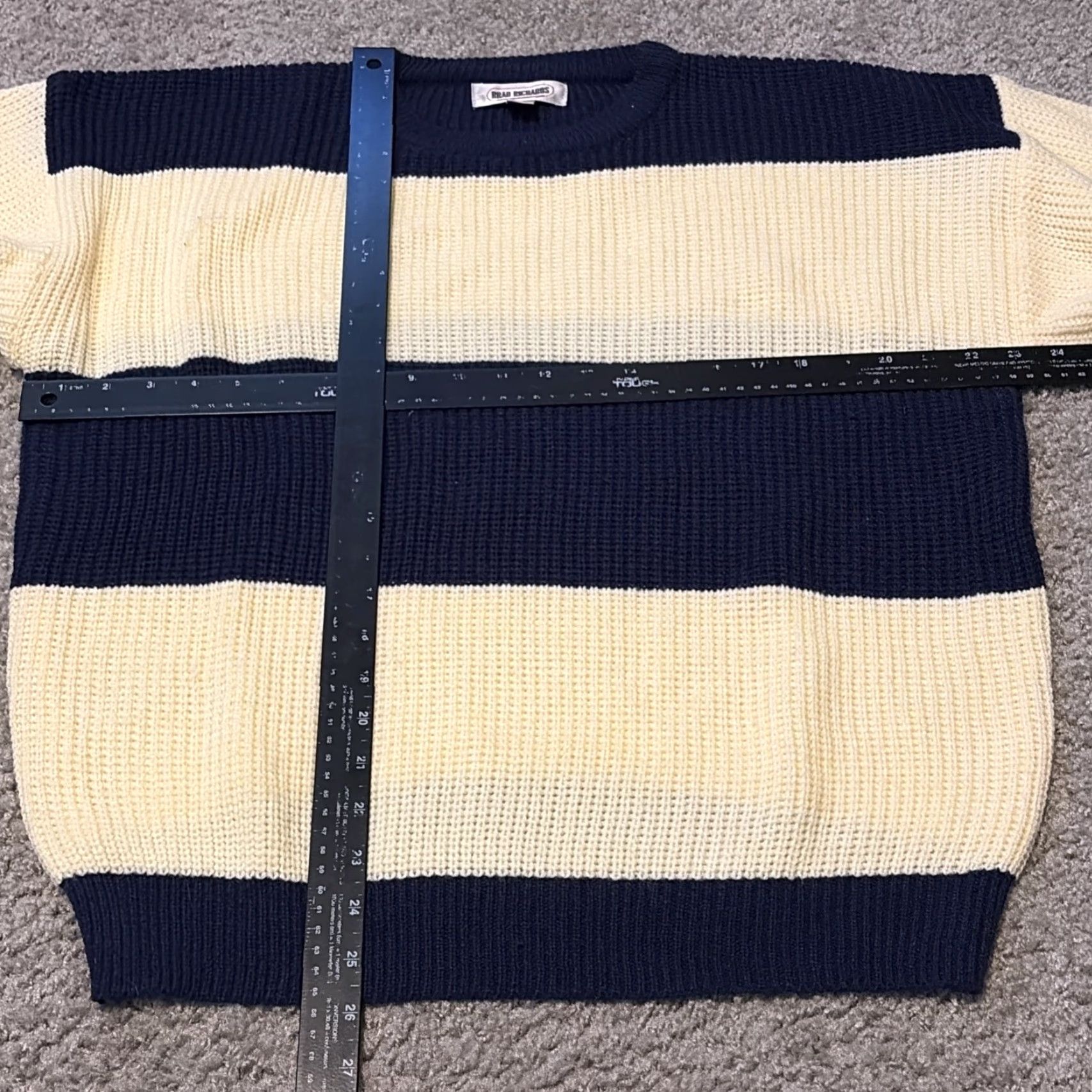 Vintage VINTAGE Richards Sweater Shirt XL Navy White Stripe Pullover Chunky-Knit Acrylic Women Size XL / US 12-14 / IT 48-50 - 4 Thumbnail