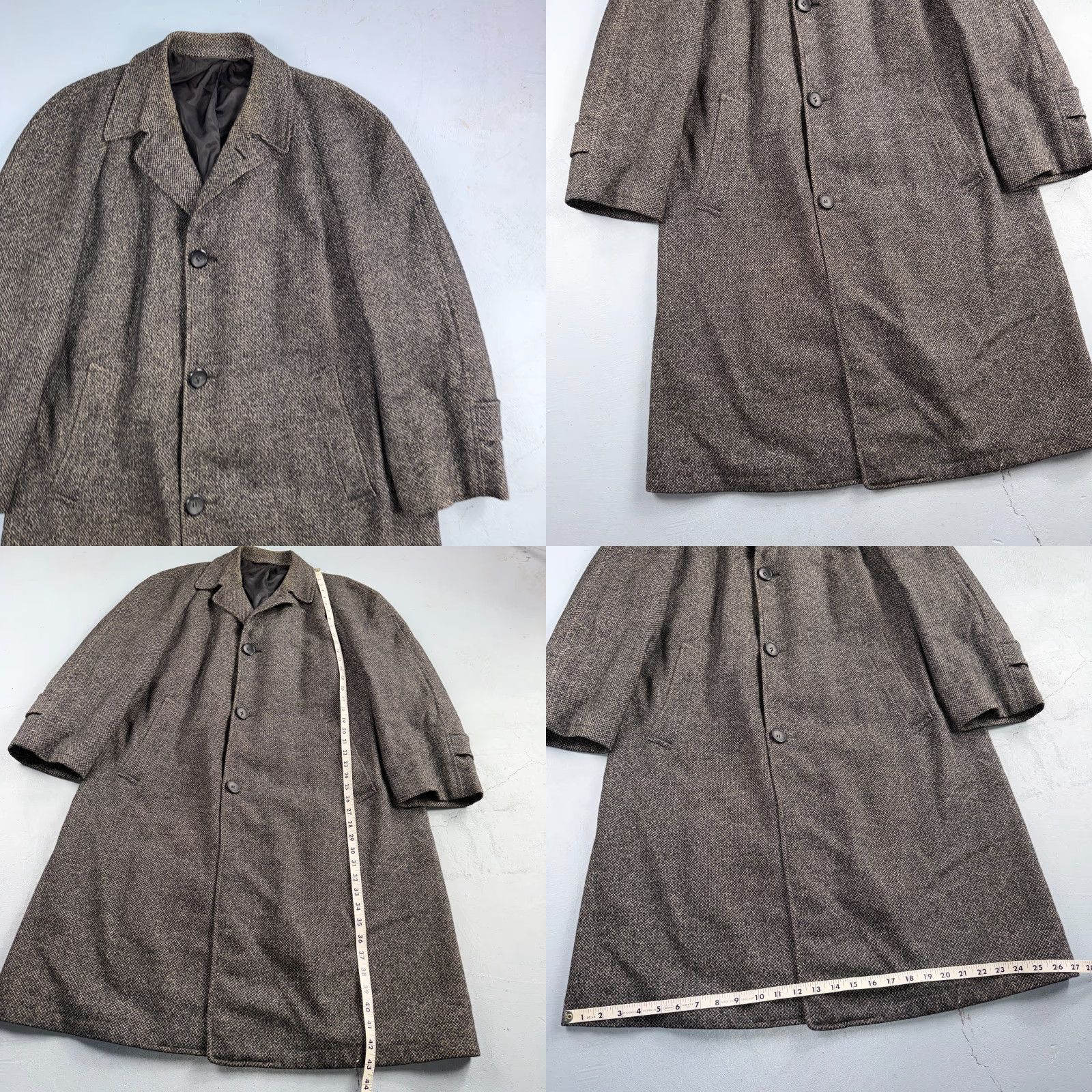 Vintage VINTAGE Lord Saxony Coat Trench Men's Wool Tweed Overcoat Long 42 Gray 1950s 1960s Retro Winter Mens Size US XS / EU 42 / 0 - 8 Thumbnail