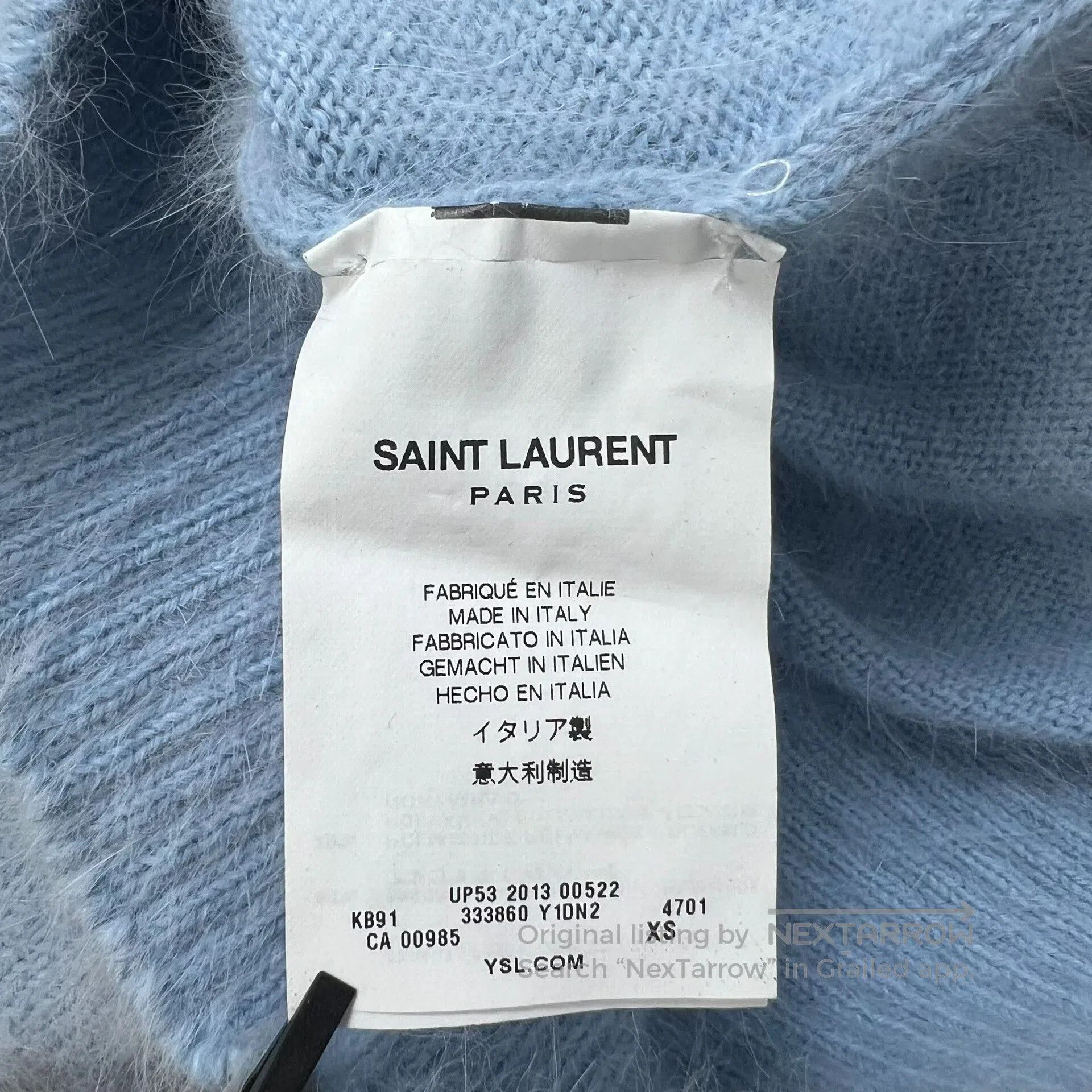 Saint Laurent Paris Saint Laurent Light Blue Knit Cardigan. Size XS / US 0-2 / IT 36-38 - 6 Thumbnail