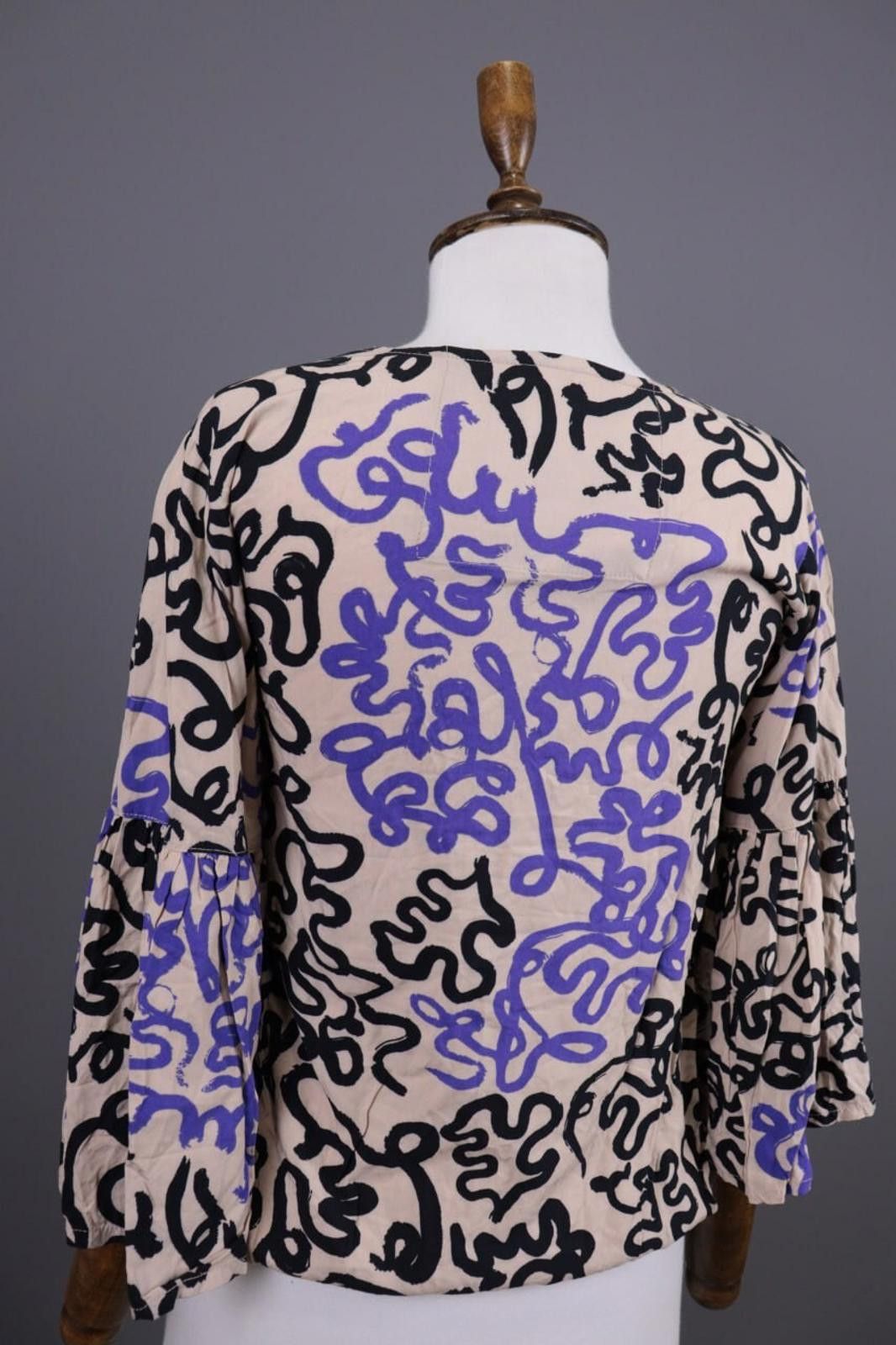 Designer Bitte Kai Rand Beige Abstract Graffiti Crew Sweater Size XS Size XS / US 0-2 / IT 36-38 - 12 Thumbnail