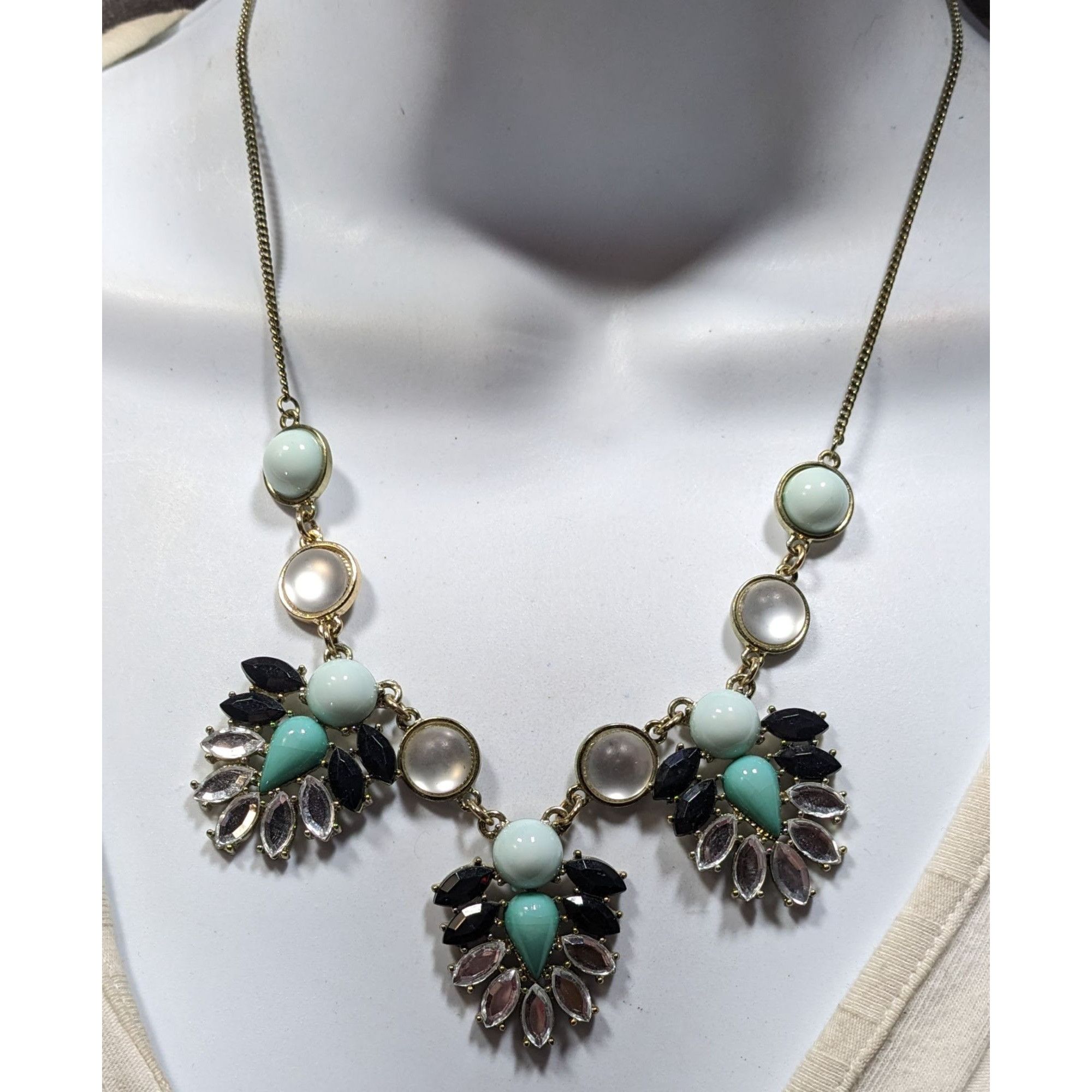 Liz Claiborne Liz Claiborne Art Deco Style Gold-Tone Necklace With Turquoi Size ONE SIZE - 4 Thumbnail