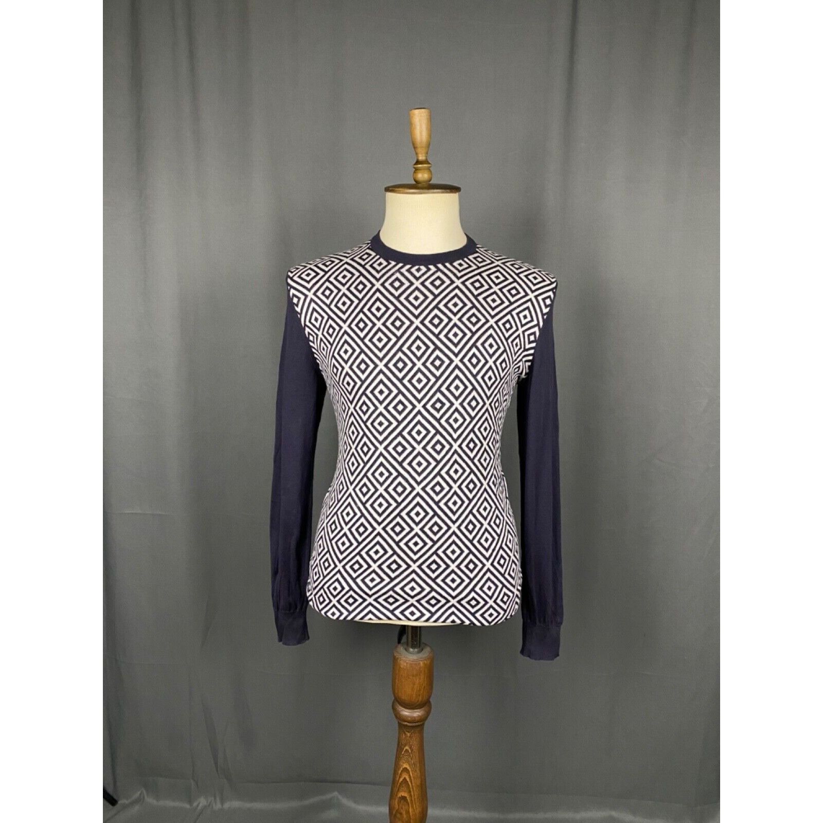 Kiton Kiton Geometric Pattern Men's Blue White Crewneck Size M Size US M / EU 48-50 / 2 - 3 Thumbnail