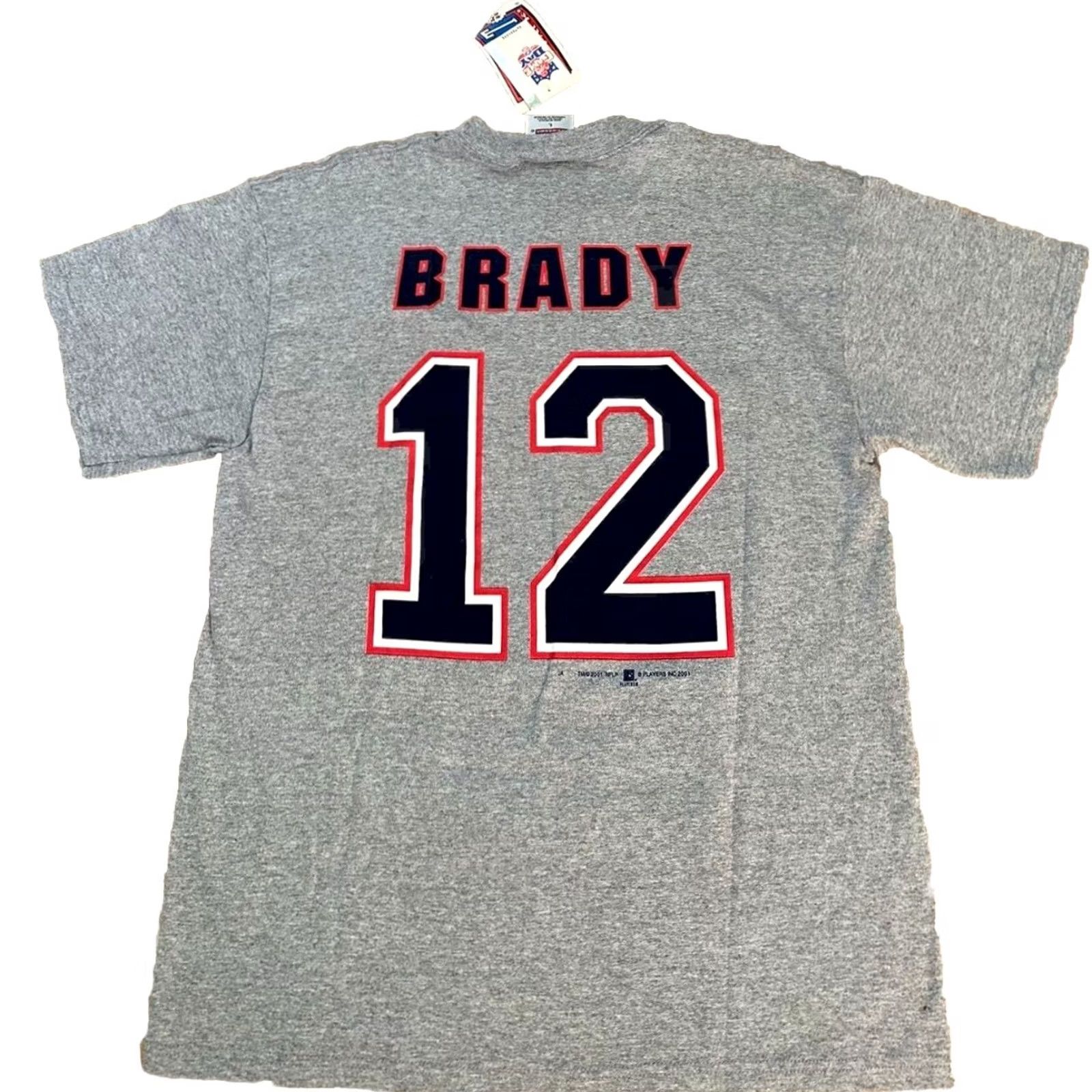 NFL VINTAGE Tom Brady New England Patriots NFL Football T-Shirt Large Gray 2001 #12 Size US L / EU 52-54 / 3 - 2 Thumbnail