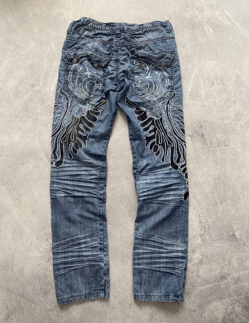 Japanese Brand Vintage Ed Hardy Style Y2K Distressed Denim Pants Size US 30 / EU 46 - 1 Thumbnail