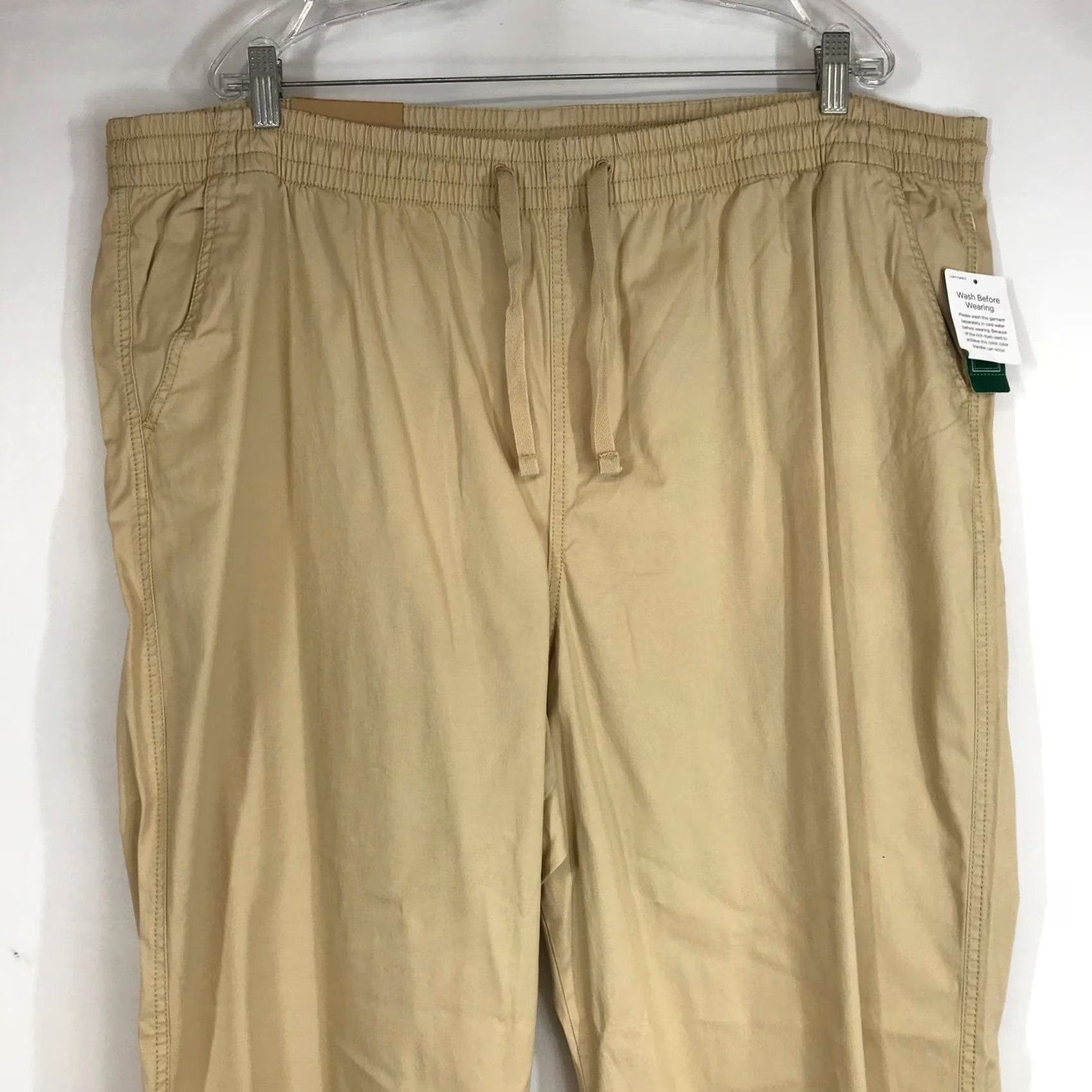 Vintage LL Bean Womens Tan Favorite Fit Elastic Waist Drawstring Pant Casual Comfort 22W Size 40" / US 18 - 2 Thumbnail