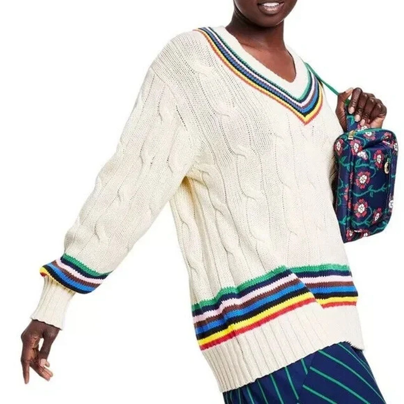 Rowing Blazers Rowing Blazers x Target Croquet Stripe Cable Knit Sweater XS Size XS / US 0-2 / IT 36-38 - 1 Thumbnail