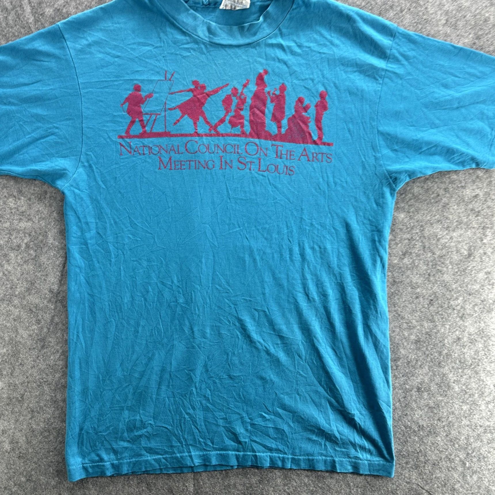 Hanes VINTAGE Hanes Shirt Mens Large Blue St Louis National Council On The Arts 80s Tee Graphic Print Limited Edition Size US L / EU 52-54 / 3 - 3 Thumbnail