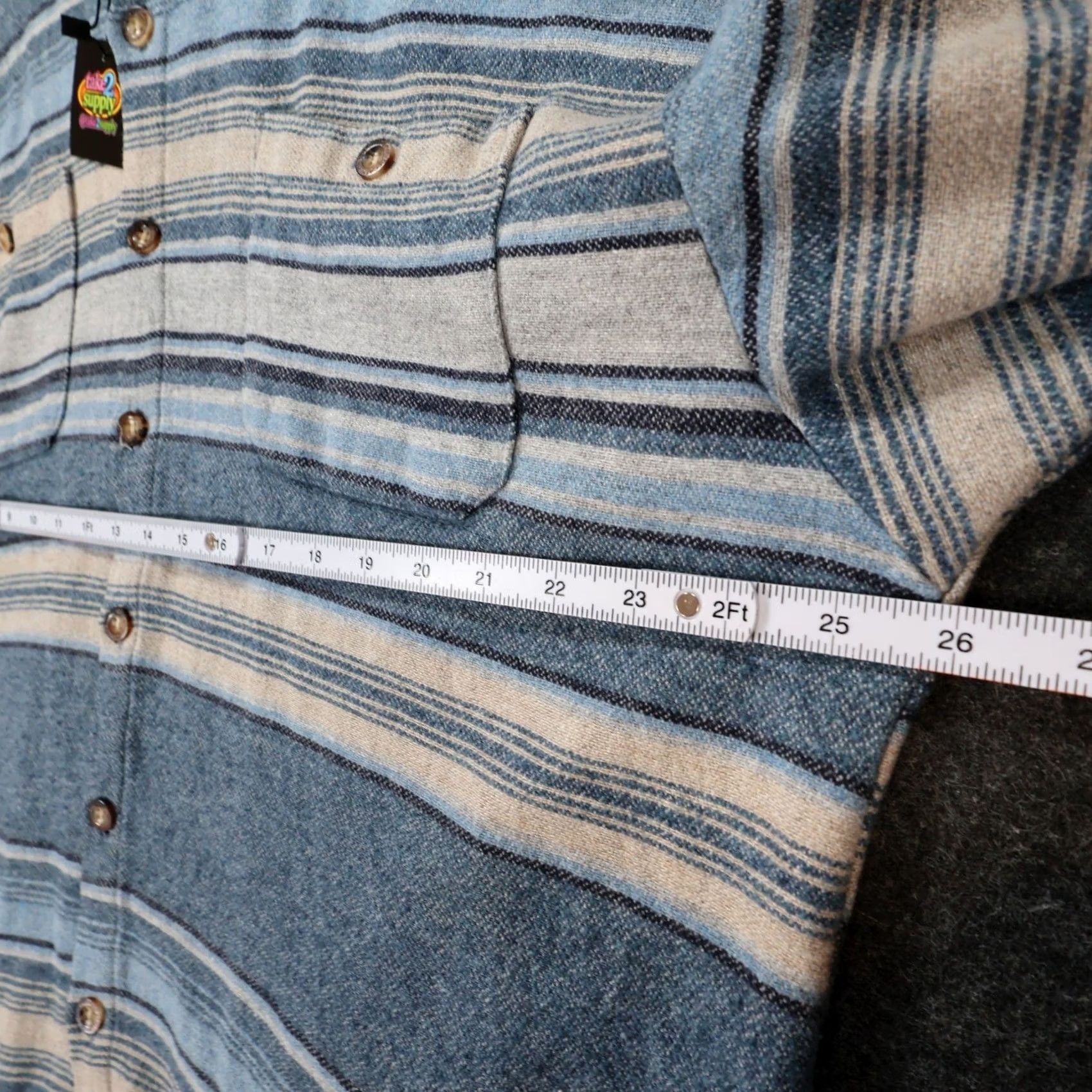 Vintage Comfort Outfitter Shirt Mens XL Blue Long Sleeve Cotton Button Up Striped Dad Size US XL / EU 56 / 4 - 3 Thumbnail
