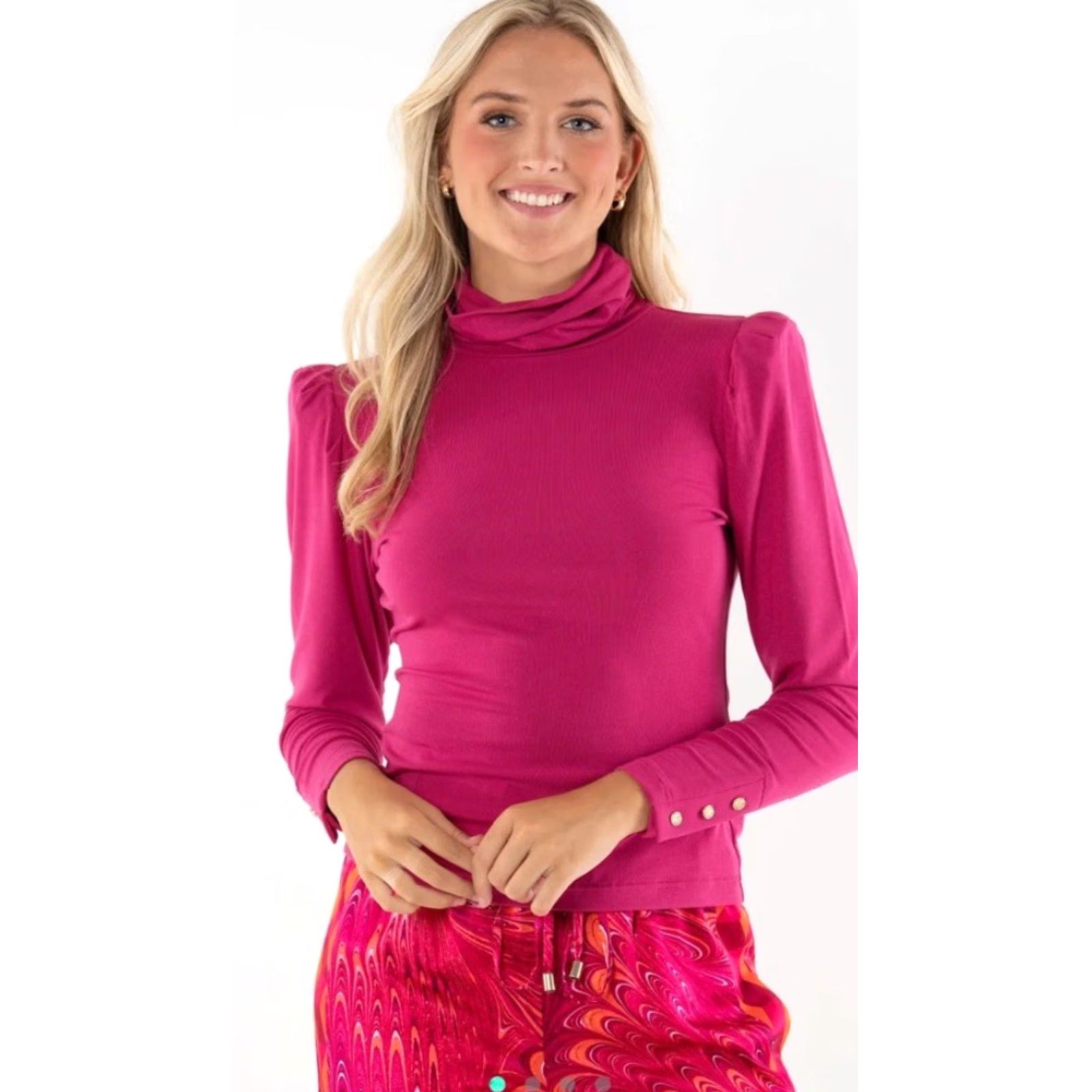 Vintage VINTAGE Emily McCarthy Tessa Turtleneck Rose Violet M Long Sleeve Nylon Spandex Womens Size M / US 6-8 / IT 42-44 - 2 Thumbnail