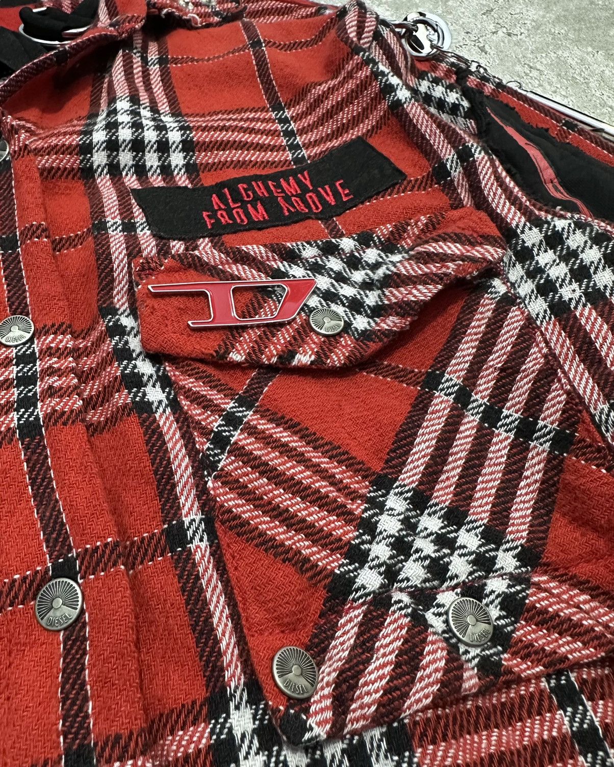Diesel × Diesel Black Gold Diesel Distressed Plaid Flannel Shirt Size US S / EU 44-46 / 1 - 7 Thumbnail