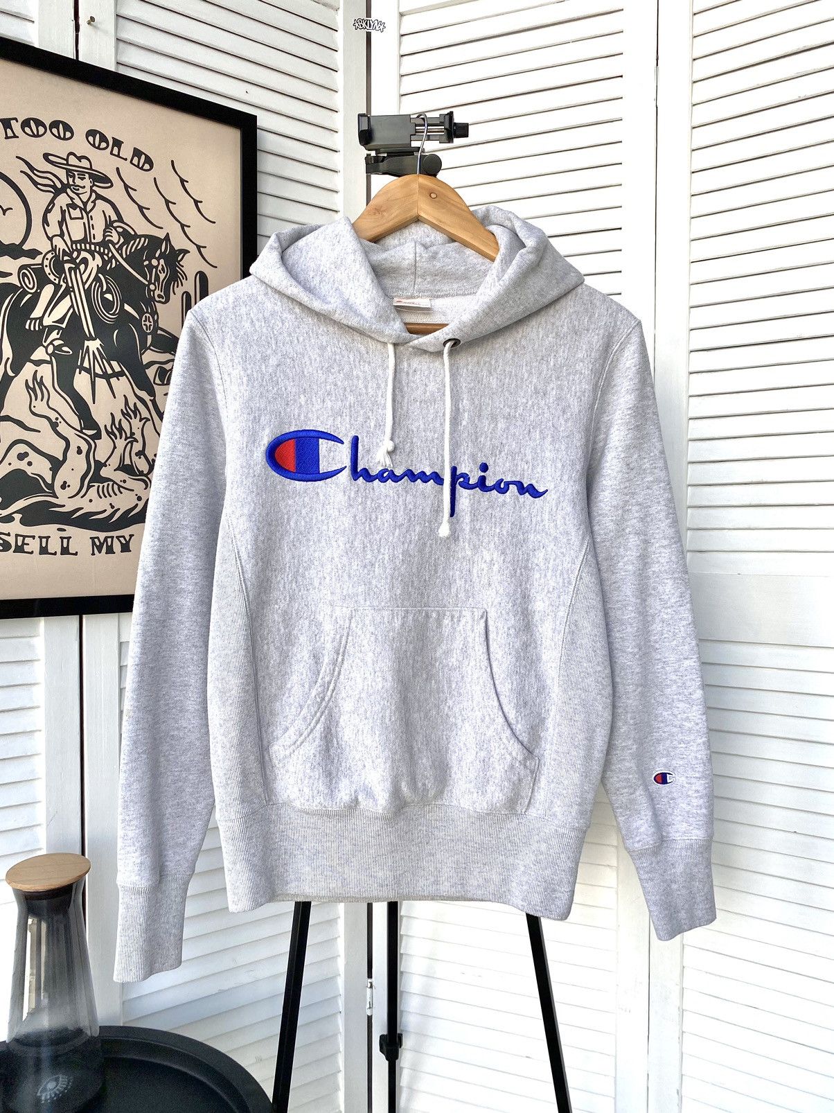 Champion × Vintage Vintage Champion Knit Big Logo Y2K Hoodie Sweatshirt Size US S / EU 44-46 / 1 - 1 Thumbnail