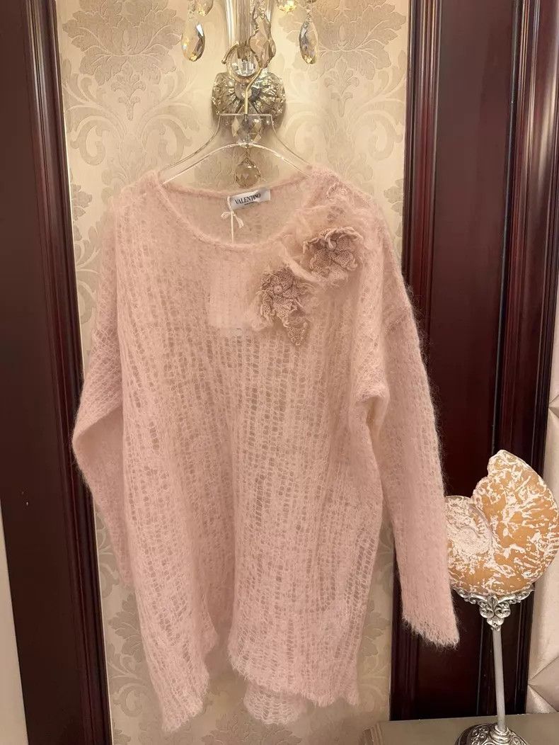 Valentino Valentino Pink mohair cut-out top Size S / US 4 / IT 40 - 1 Thumbnail