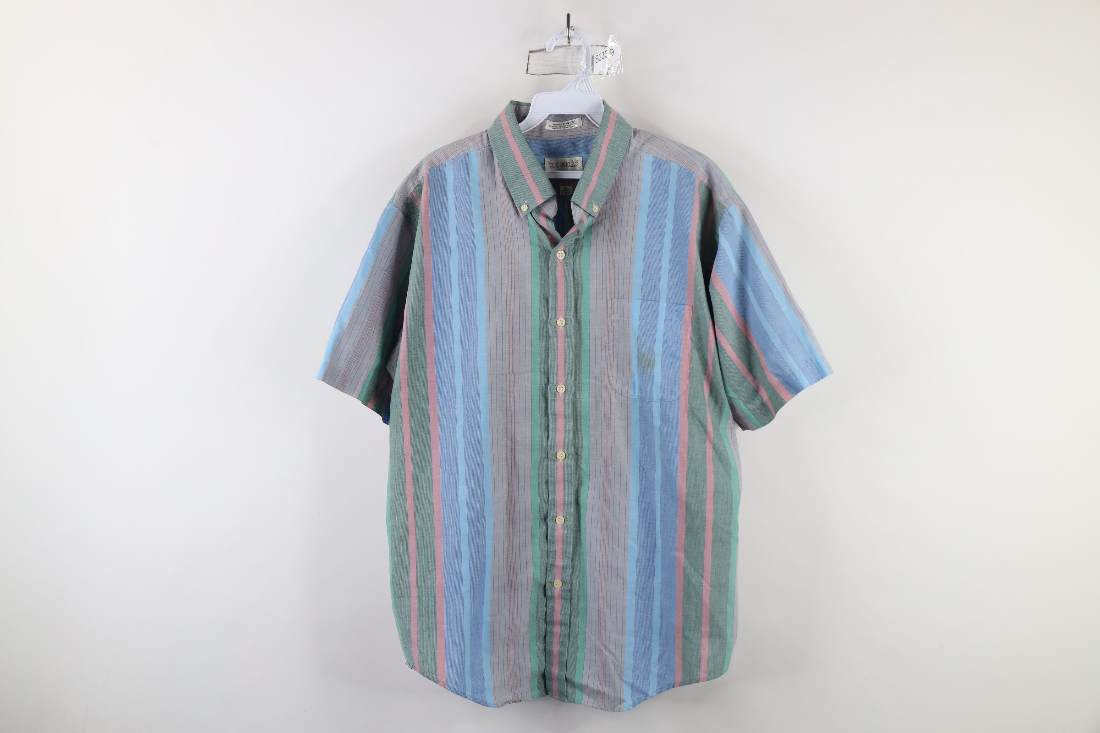 Vintage Vintage 90 Streetwear Pastel Rainbow Striped Button Shirt Size US XL / EU 56 / 4 - 1 Thumbnail