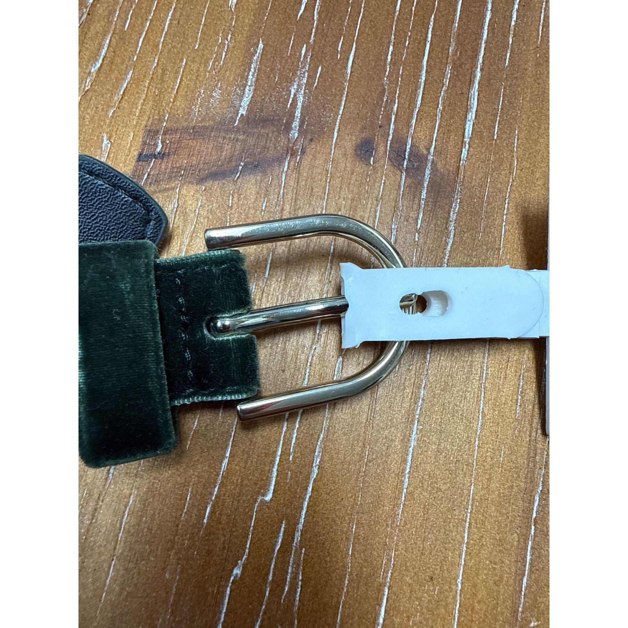 Other Velvet Dark Green Belt With Gold Buckle For Women Size M Mad Size ONE SIZE - 4 Thumbnail
