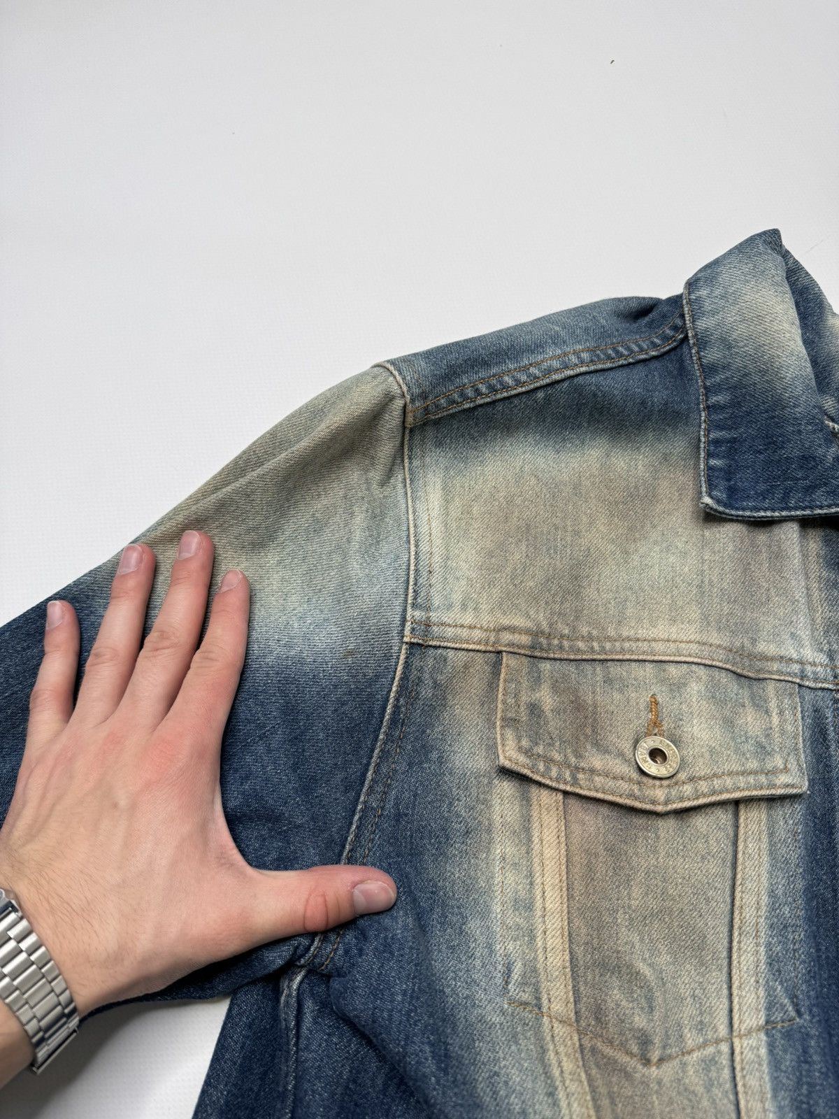 Vintage Vintage archive avant garde washed denim jacket katana lgb Size US L / EU 52-54 / 3 - 7 Thumbnail