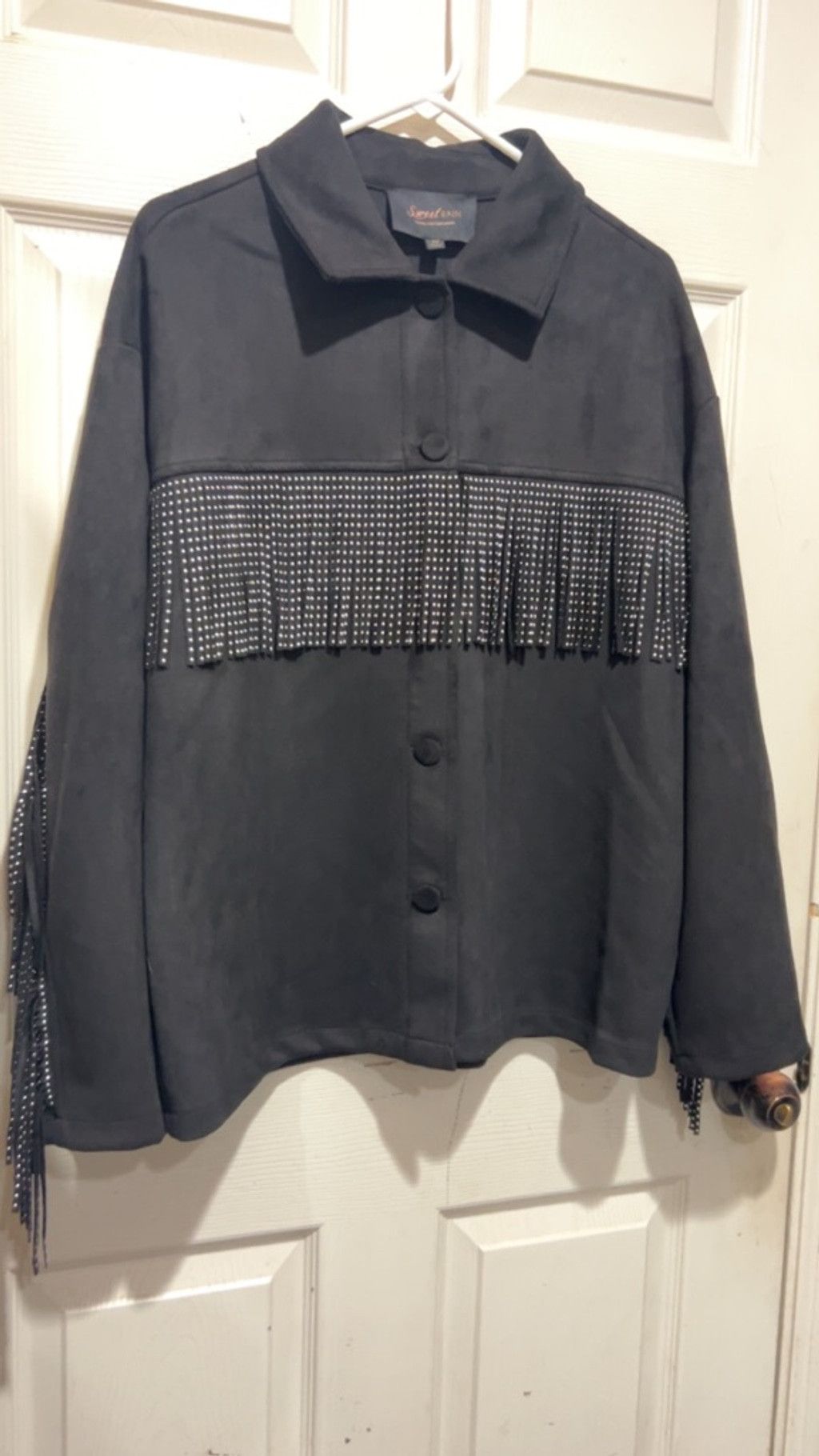 Other Women's Sweet Rain Black Faux Suede Fringe Jacket M Size M / US 6-8 / IT 42-44 - 4 Thumbnail