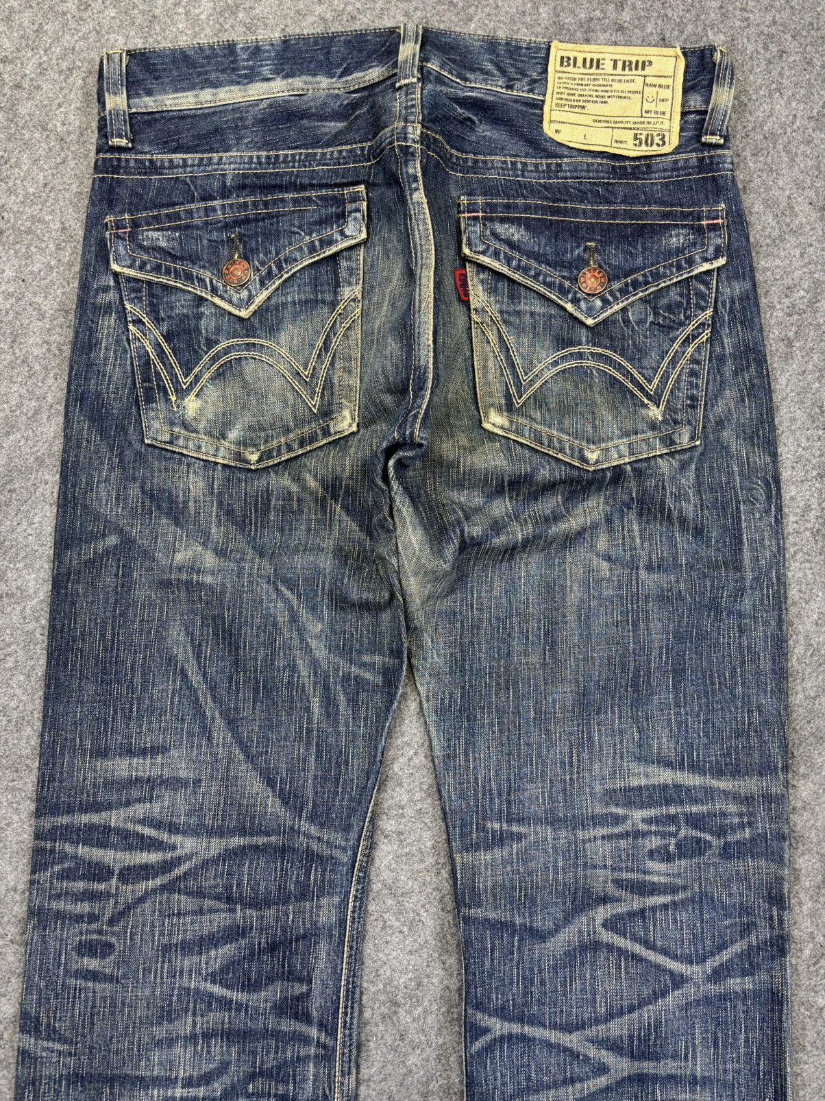 Edwin 💥90s Flare Style💥Vintage Edwin 503 Crazy Fades Denim K34 Size US 35 - 9 Thumbnail