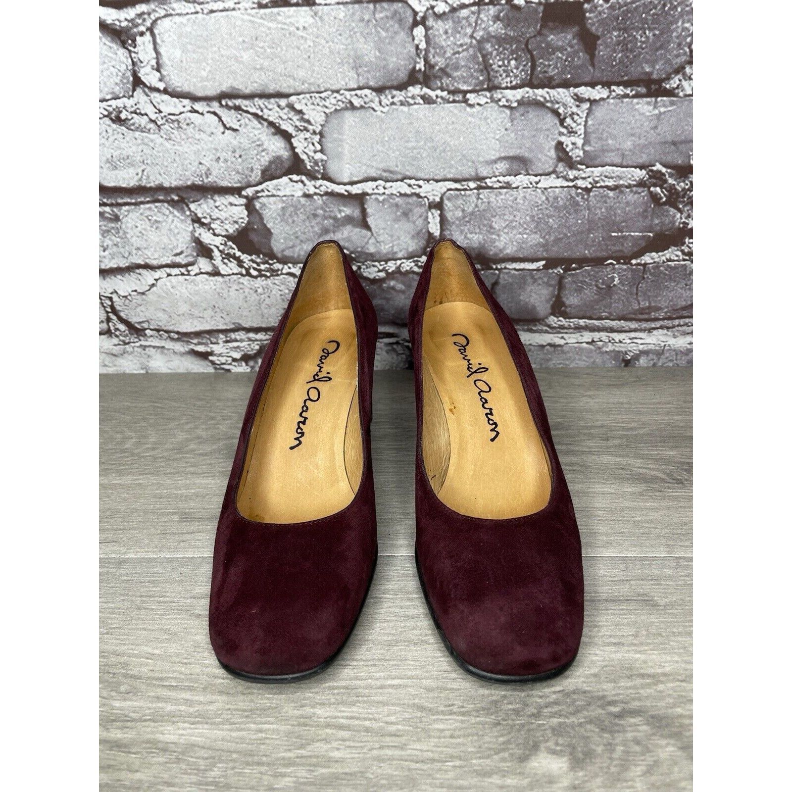 Other David Aaron Burgundy Maroon Suede Leather Round High Heels W Size US 6.5 / IT 36.5 - 17 Thumbnail