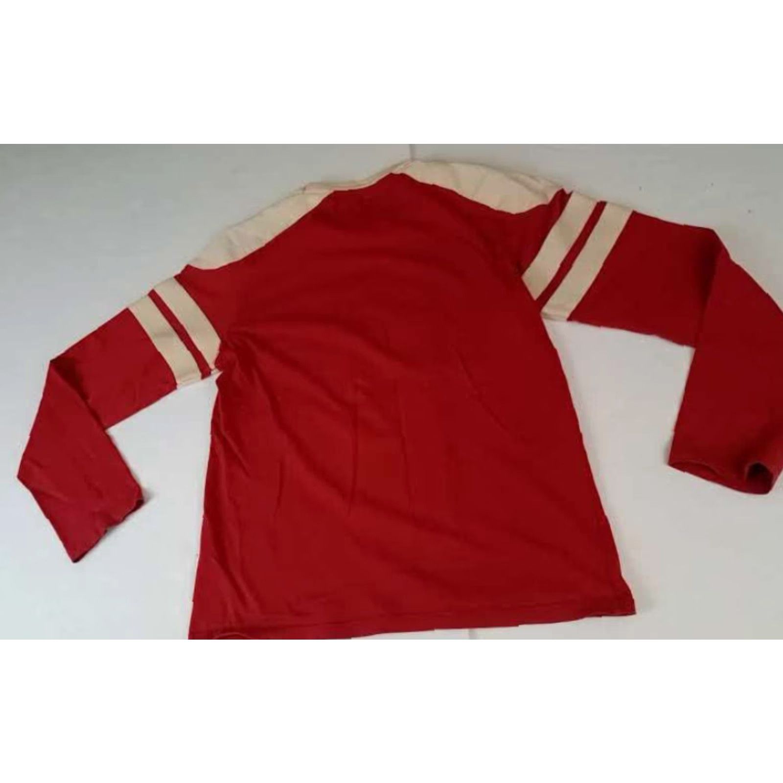 Vintage VINTAGE Yankee Outfitters Rugby Shirt Sweatshirt L Red Canvas Pullover Men Long 25in Pit to Pit Size Large Size US L / EU 52-54 / 3 - 7 Thumbnail