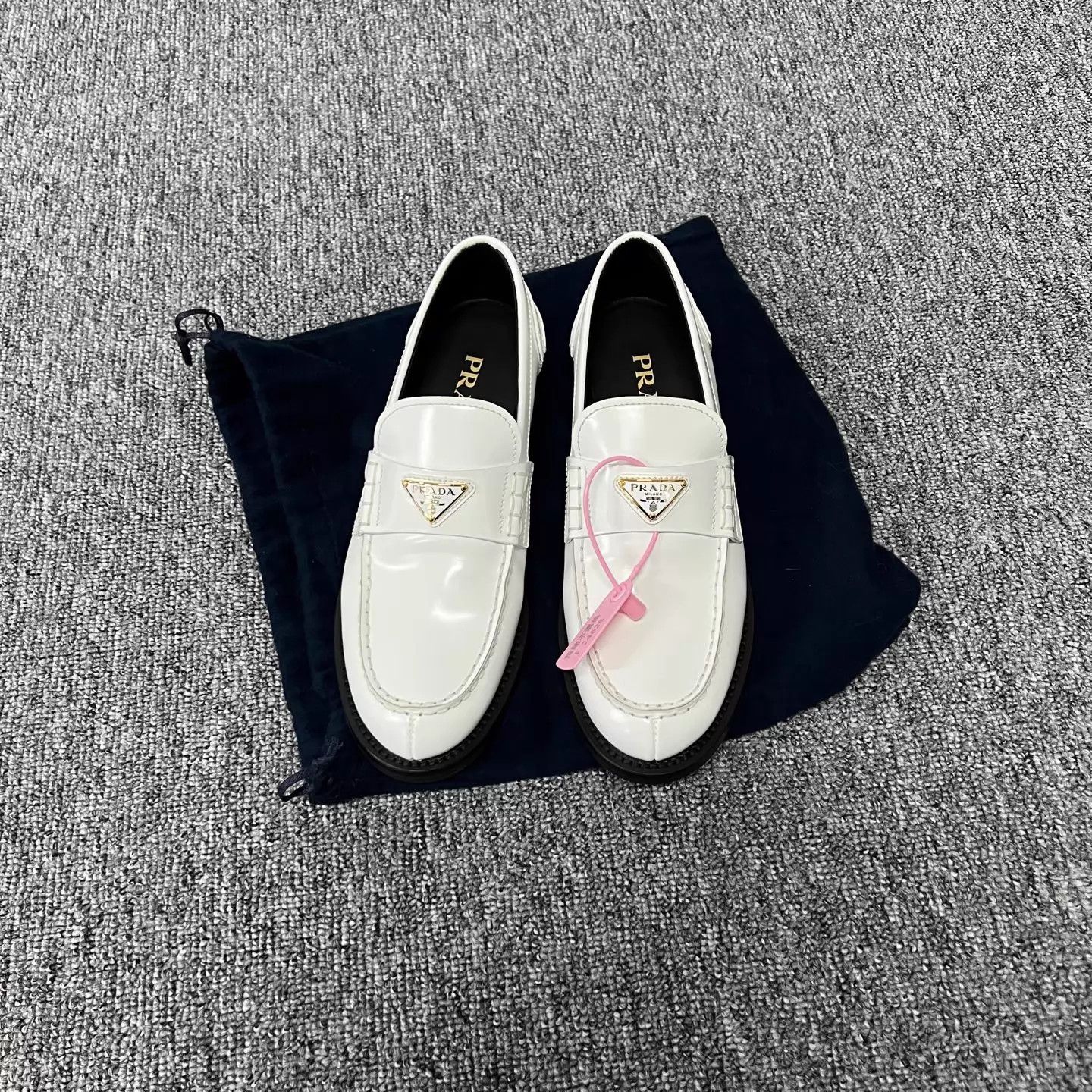 Prada Prada Triangle Logo Loafers Wht/Plat 37 98 New Size US 6.5 / IT 36.5 - 1 Thumbnail