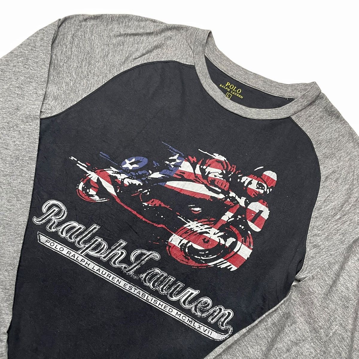 Polo Ralph Lauren × Ralph Lauren Polo Ralph Lauren Raglan Long Sleeve Tshirt Cafe Racer Size US S / EU 44-46 / 1 - 4 Thumbnail