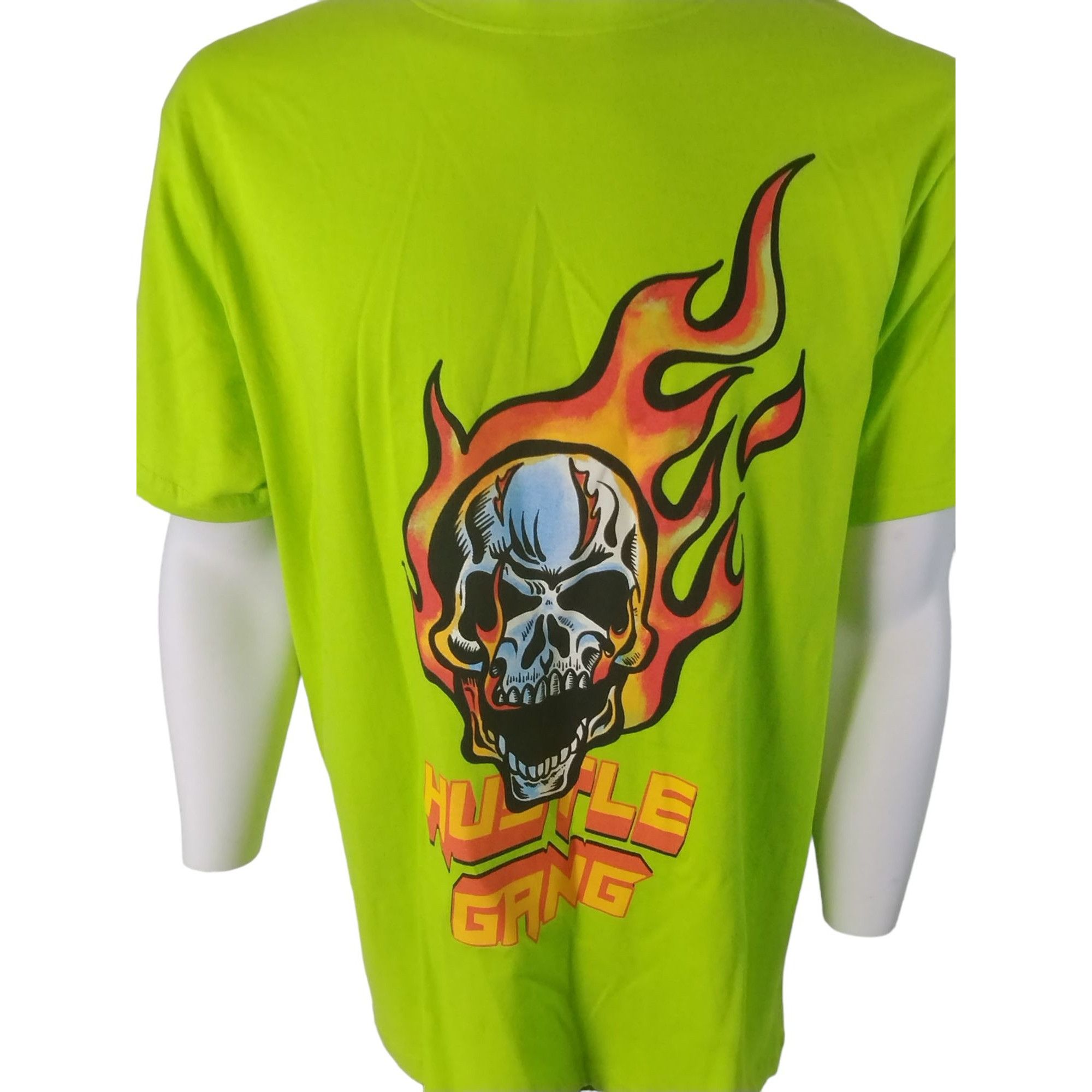 Hustle Gang Hustle Gang Mens XL Acid Lime Skull and Flames Graphic T-Shi Size US XL / EU 56 / 4 - 3 Thumbnail