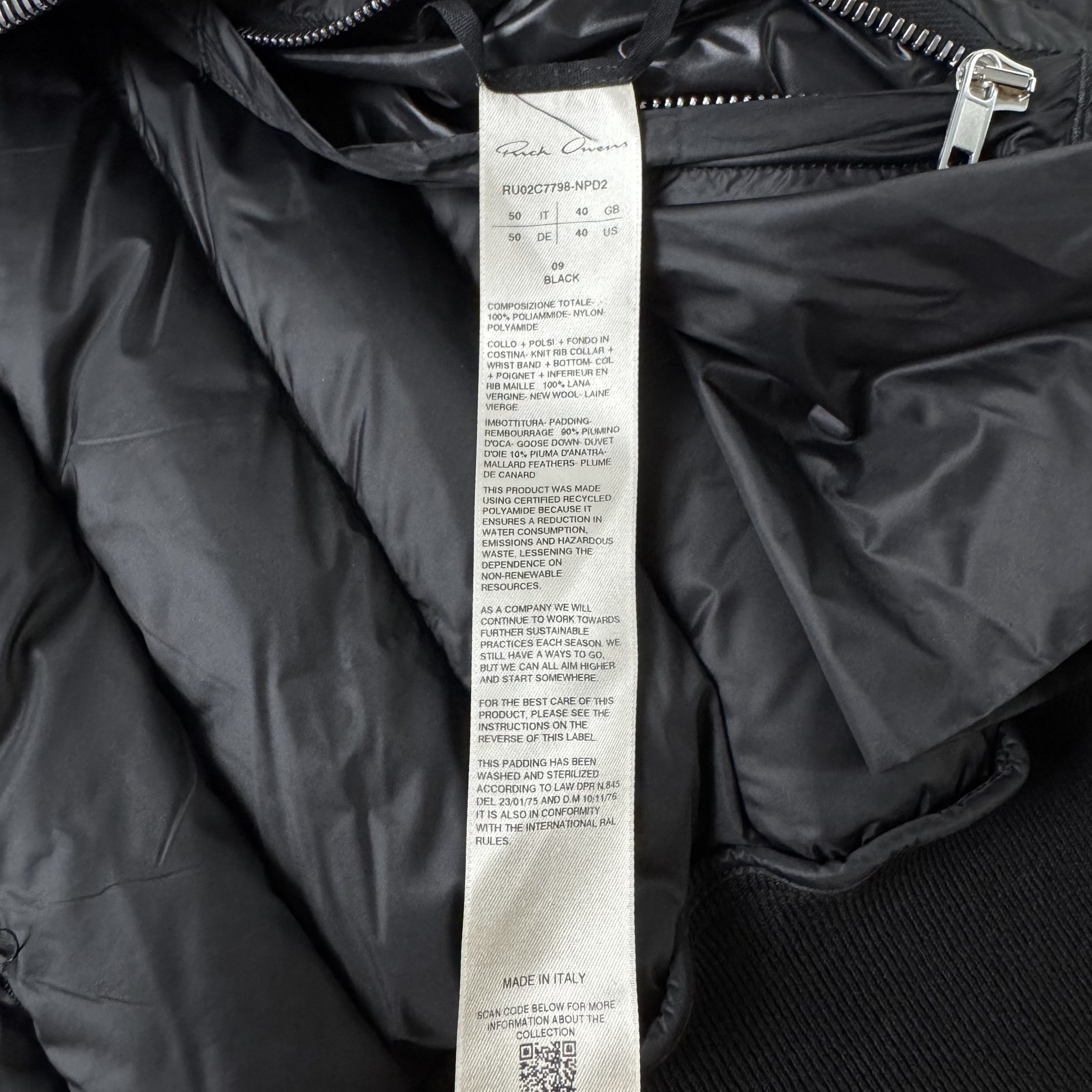 Rick Owens RICK OWENS FW23 Luxor Cropped Geth Bomber Liner Jacket Size US M / EU 48-50 / 2 - 10 Thumbnail