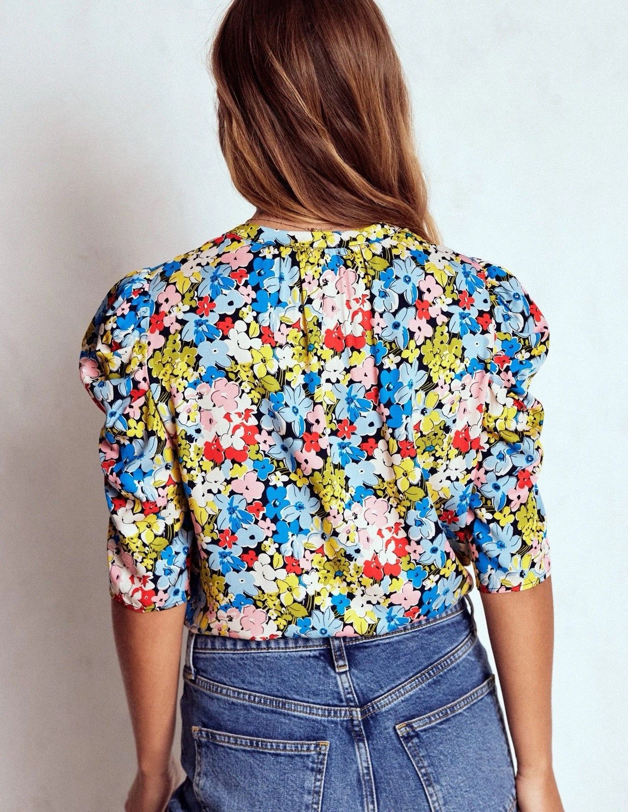 Boden Boden Mutton Sleeve $129 Top Women US 0 Floral Rainbow Size XXS / US 00 / IT 34 - 3 Thumbnail