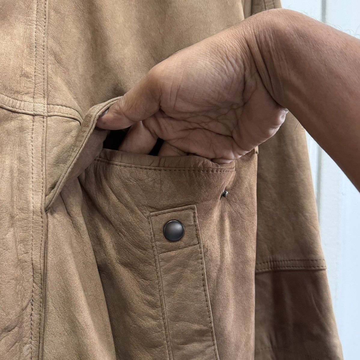 Vintage VTG Brown Leather Jacket Minimal Coat Italian Style Cowhide Size US M / EU 48-50 / 2 - 7 Thumbnail