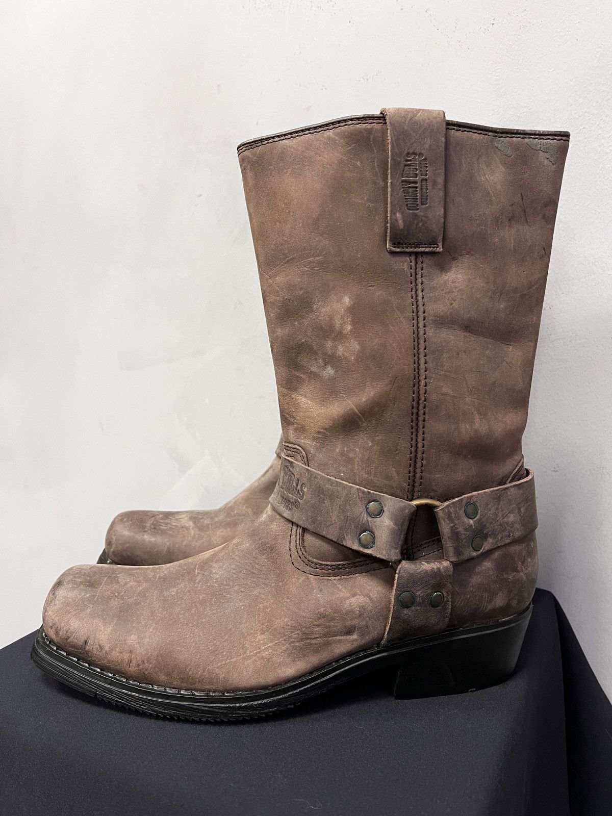 Western Rise 90s western cowboy brown leather boots harley davidson style Size US 11 / EU 44 - 1 Thumbnail