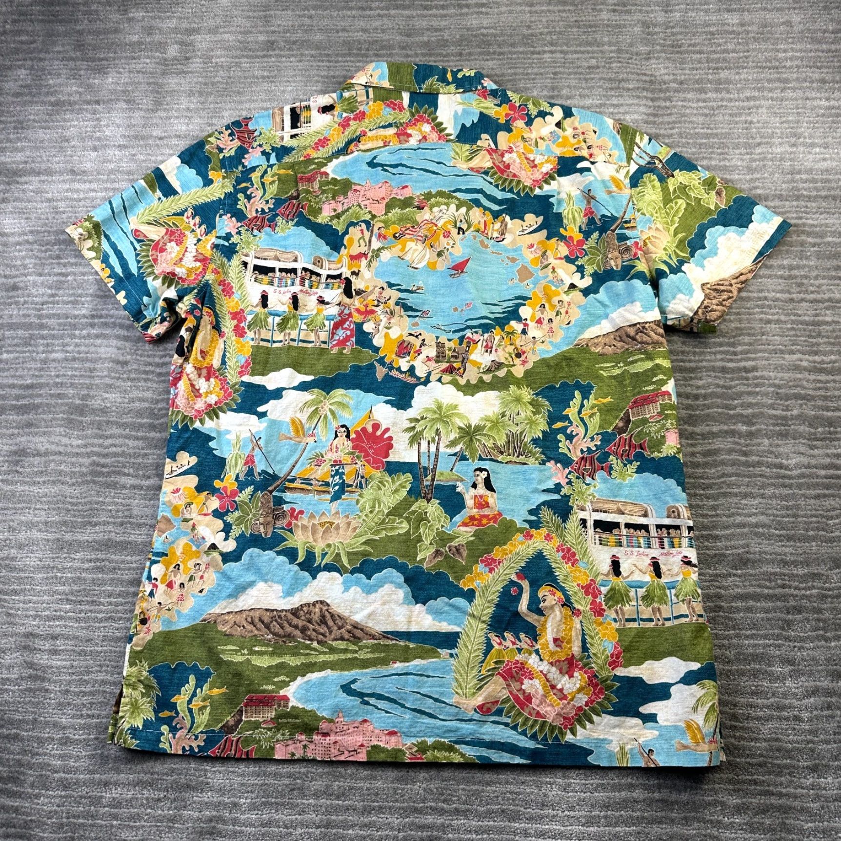Tori Richard Tori Richard Shirt Mens Large Floral Hawaiian Button Up Boat Day Blue Cotton Size US L / EU 52-54 / 3 - 2 Thumbnail