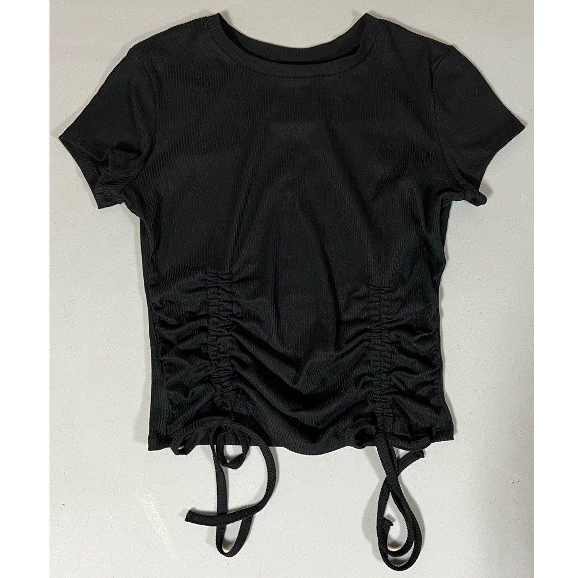 PRINCESS POLLY Just Polly Black Ruched Short Sleeve Tee T-Shirt Top Size M🖤 Size M / US 6-8 / IT 42-44 - 3 Thumbnail