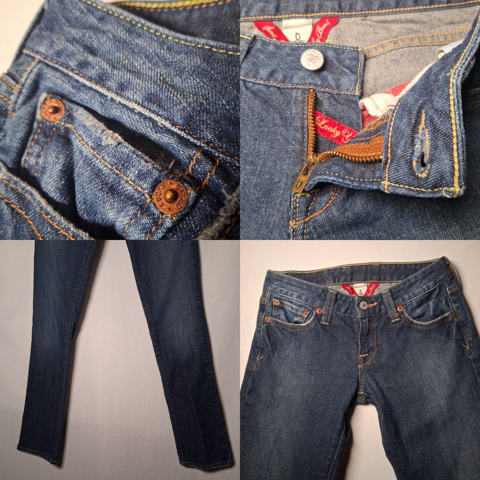 Lucky Brand Lucky Brand Jeans Lola Straight Short Blue Denim Slim Distressed Work Jeans Size 42" / US 20 - 8 Thumbnail