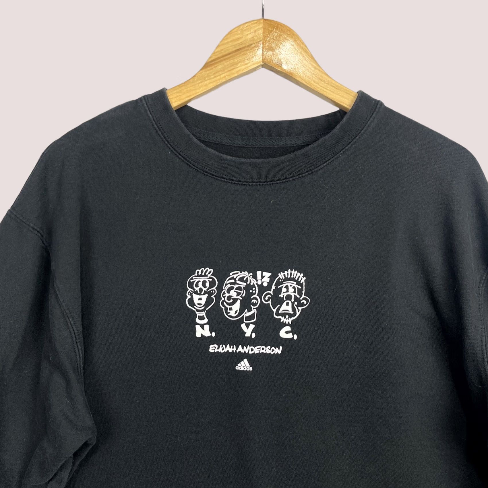Adidas Adidas Sweatshirt Mens XL Black Pullover Crew NYC Art Graphic Print Pullover Sweatshirt Size US XL / EU 56 / 4 - 1 Thumbnail