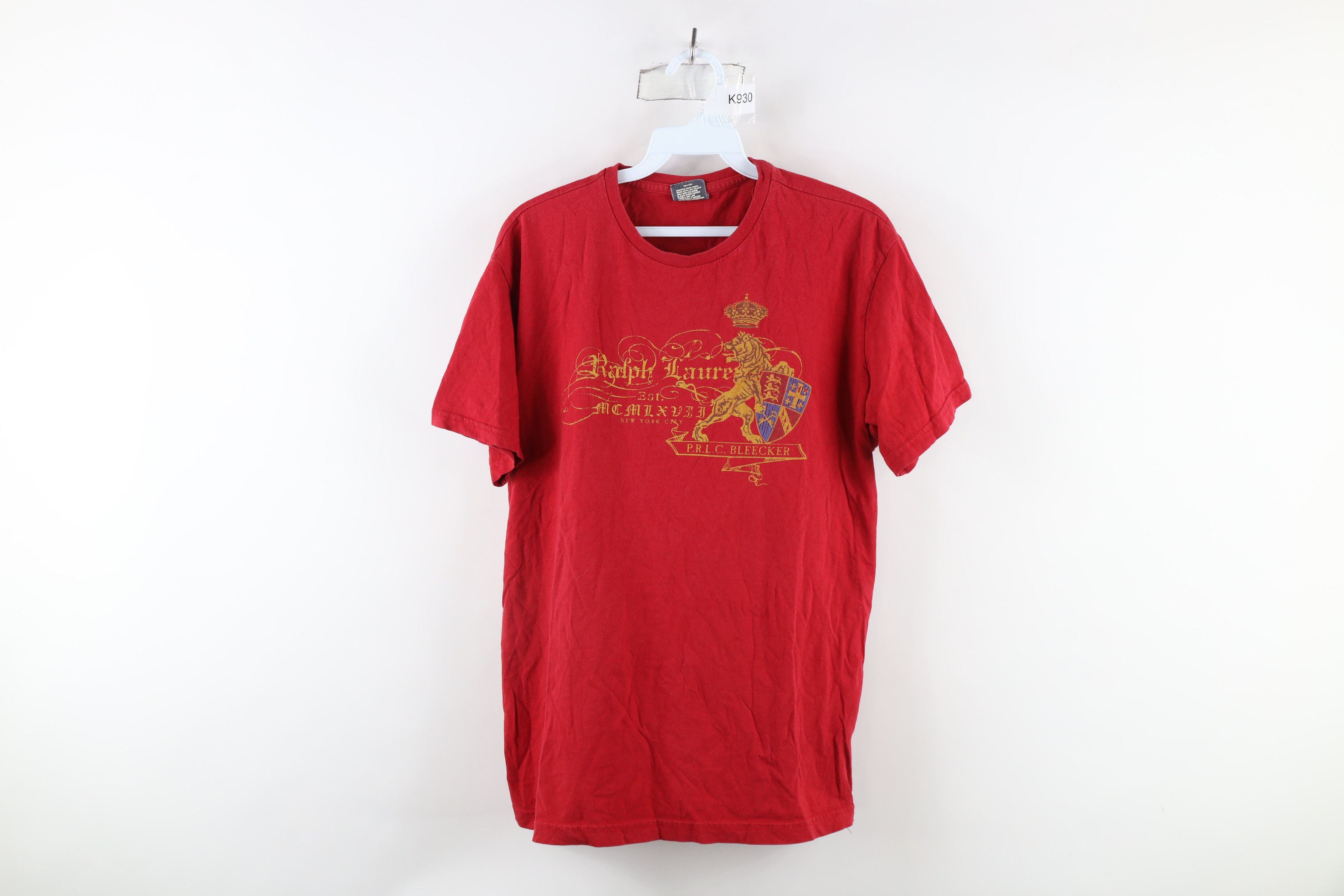 Ralph Lauren × Vintage Vintage 90s Ralph Lauren Spell Out Lion Crest T-Shirt Red Size US S / EU 44-46 / 1 - 1 Thumbnail