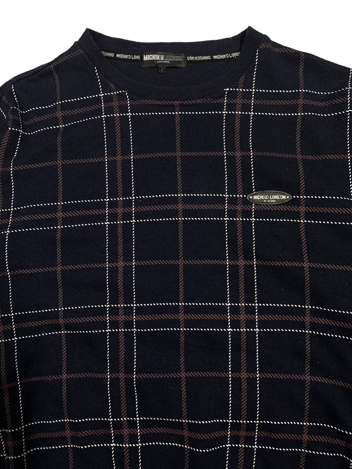Michiko Koshino London Y2K Michiko Koshino London Dark Navy Plaid Tartan Sweatshirt Size US M / EU 48-50 / 2 - 4 Thumbnail