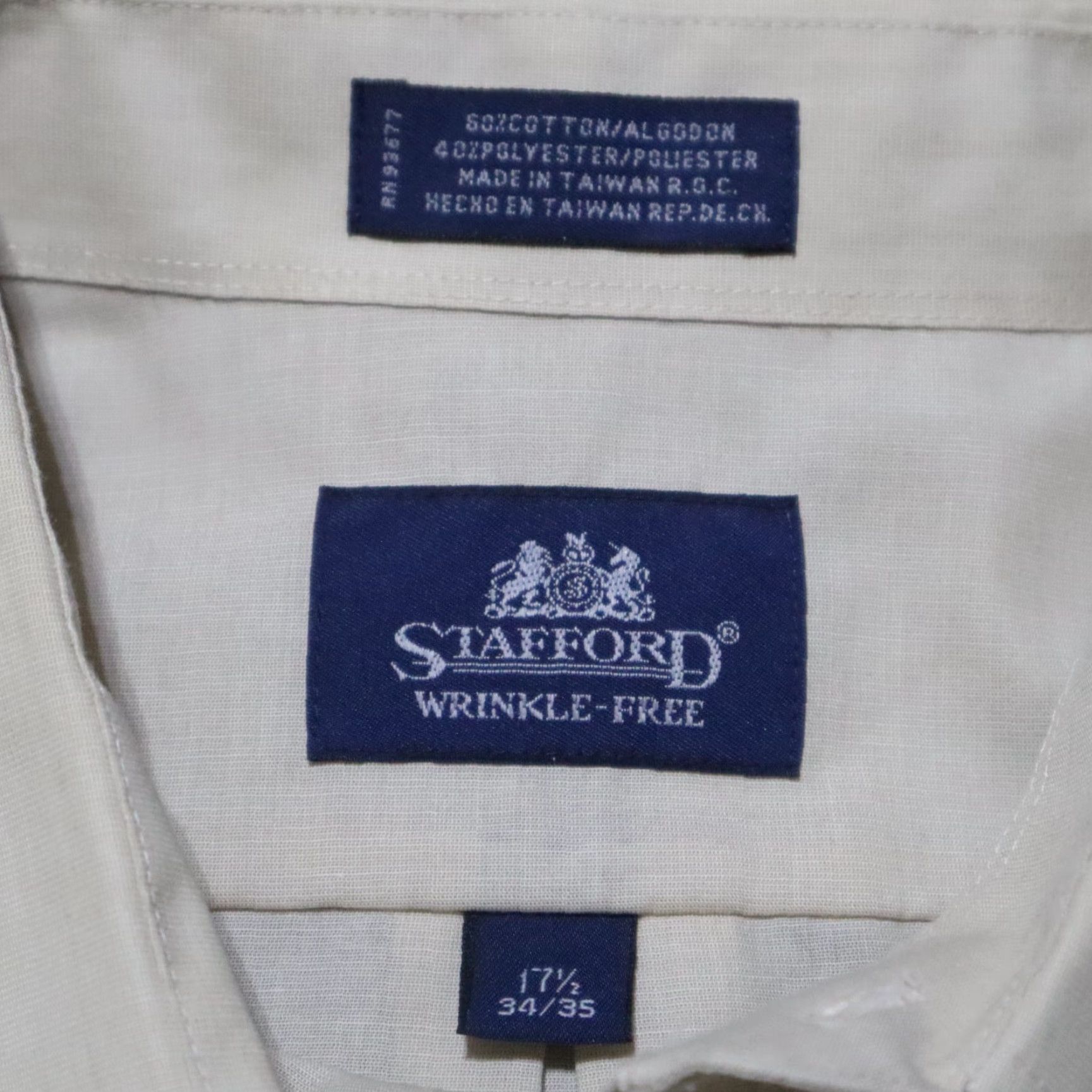 Stafford Stafford Shirt Button-Up Long Sleeve Travel Casual Brown 17.5 Mens Size 17.5 Cotton Blend Pockets Size US XXL / EU 58 / 5 - 3 Thumbnail