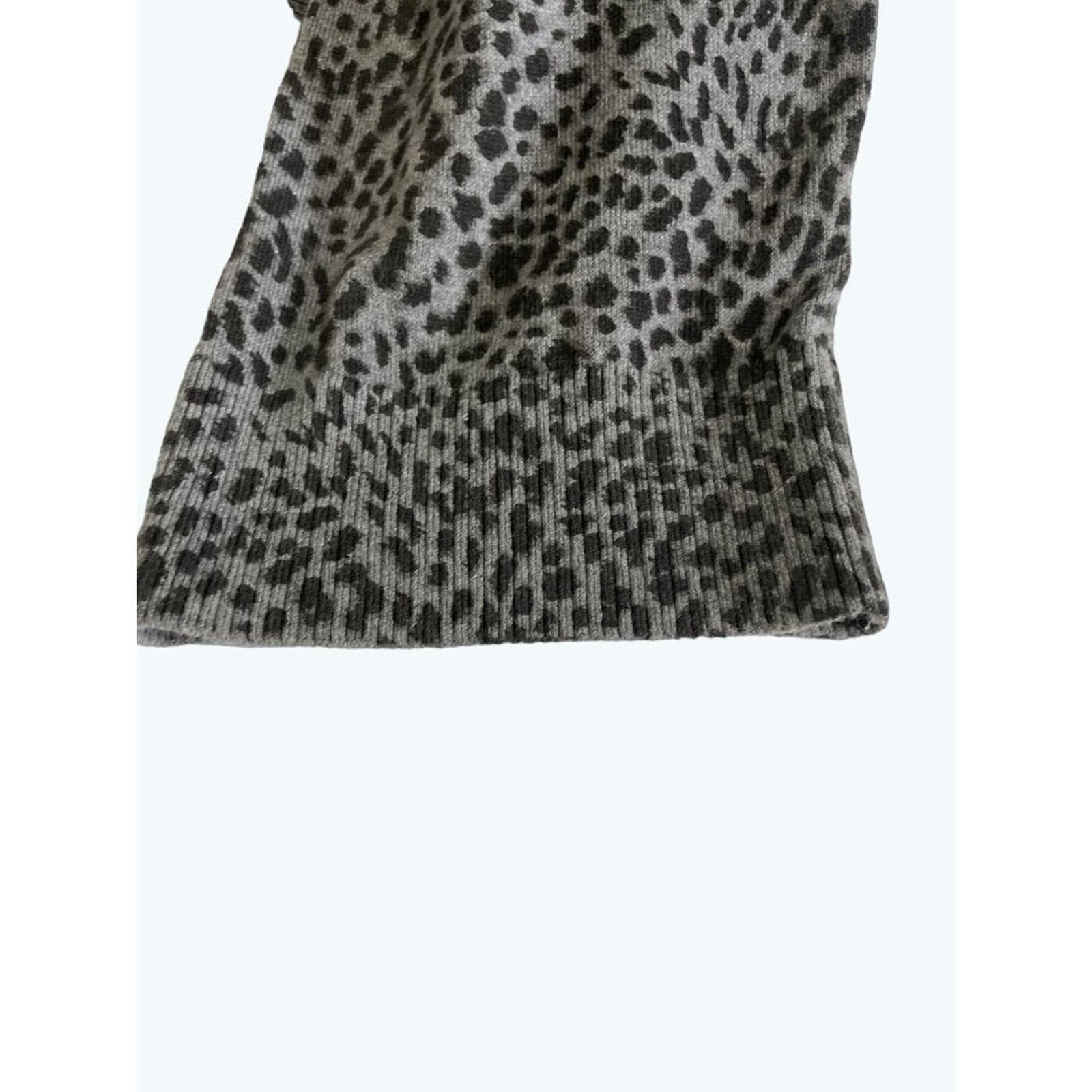 MONROW Monrow Mini Leopard Mock Neck Cashmere Blend Sweater Large Size L / US 10 / IT 46 - 8 Thumbnail