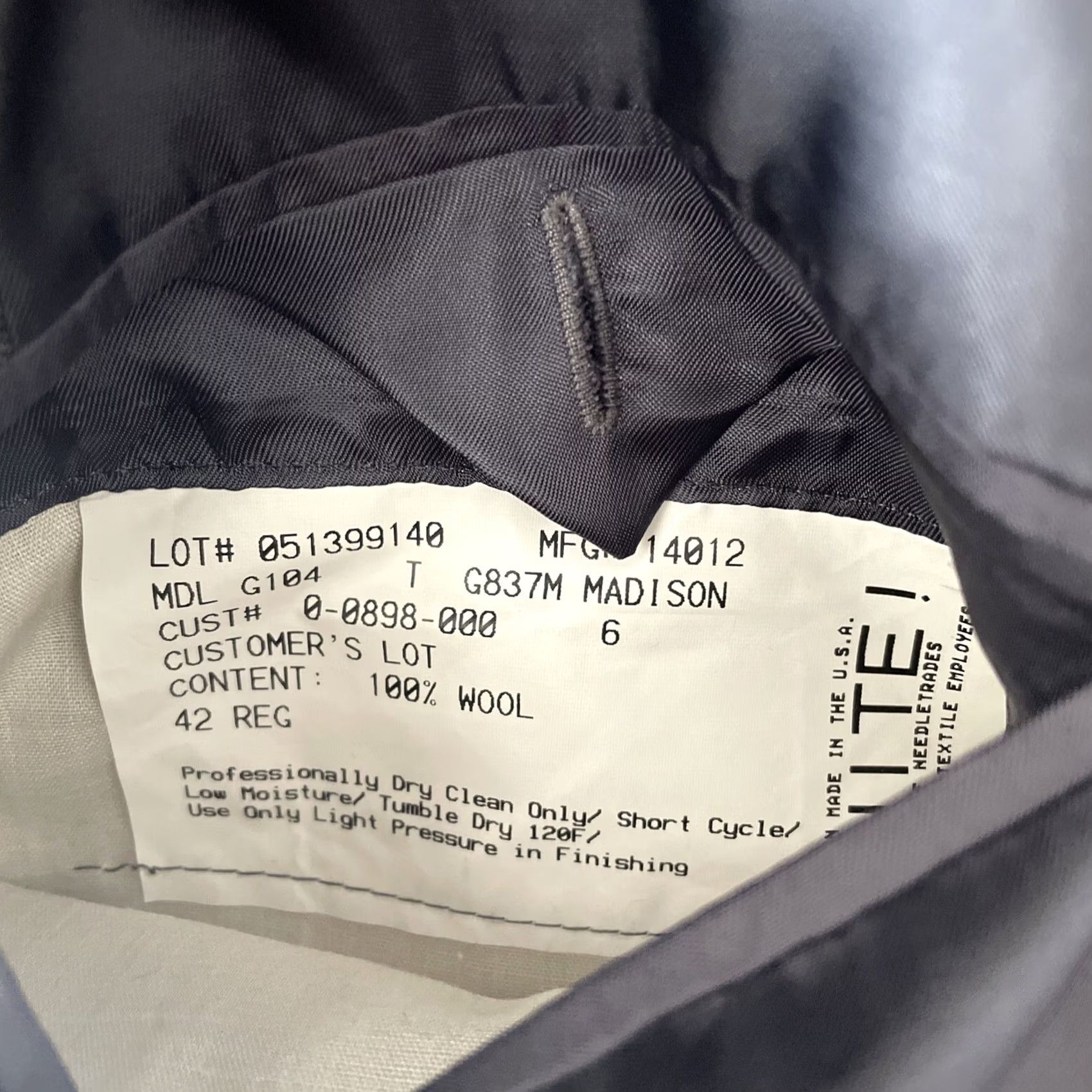 Madison Hickey Freeman Blazer Jacket Mens 42R Wool Gray Notch Lapel Single-Breasted 2-Button Regular Formal Office Vintage USA Size 42R - 5 Thumbnail