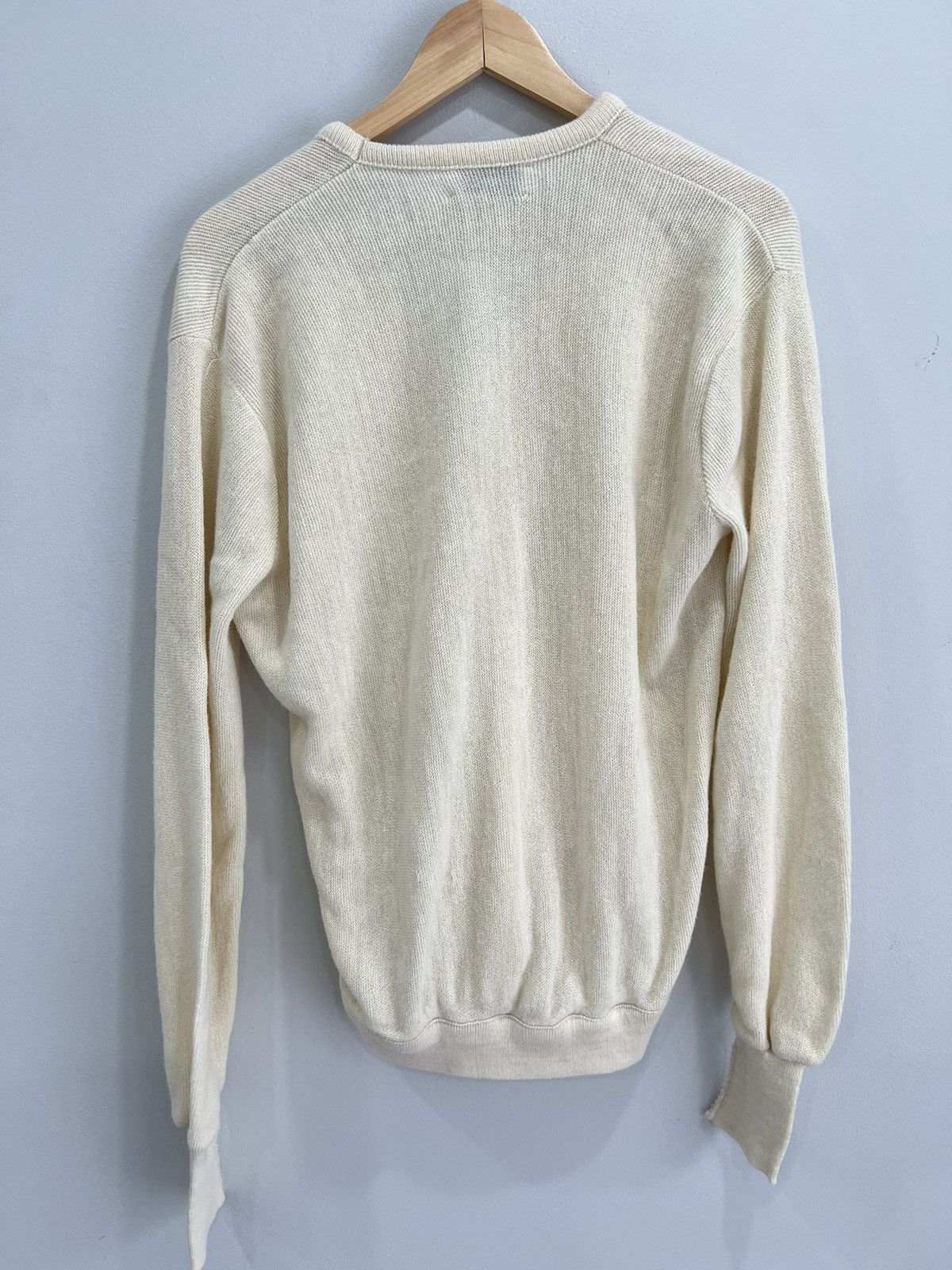 Lacoste Vintage Lacoste Cream Vneck Knit Sweater Size US M / EU 48-50 / 2 - 4 Thumbnail